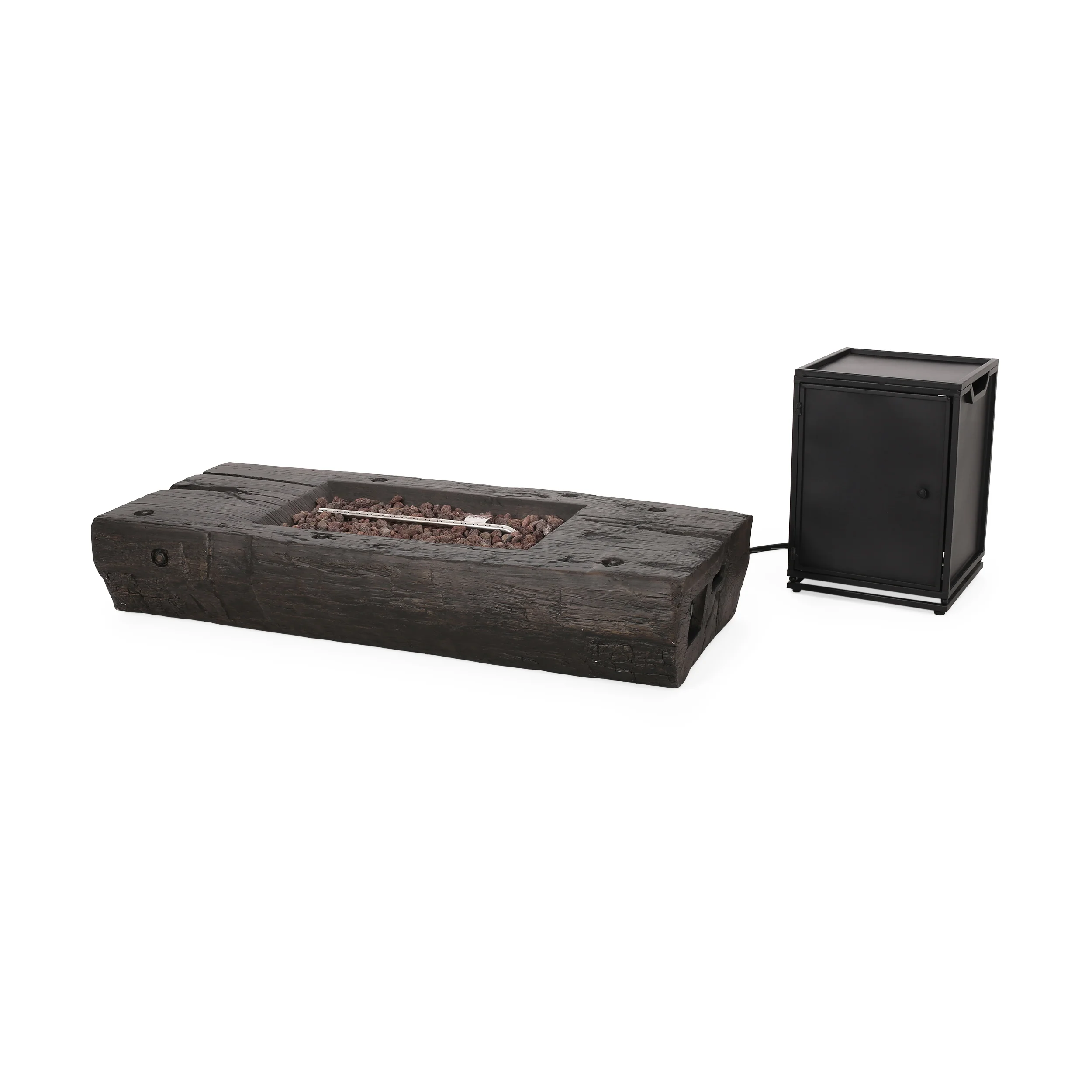 Carolina Faux Wood Slab Rectangular Propane Fire Pit - furnishings