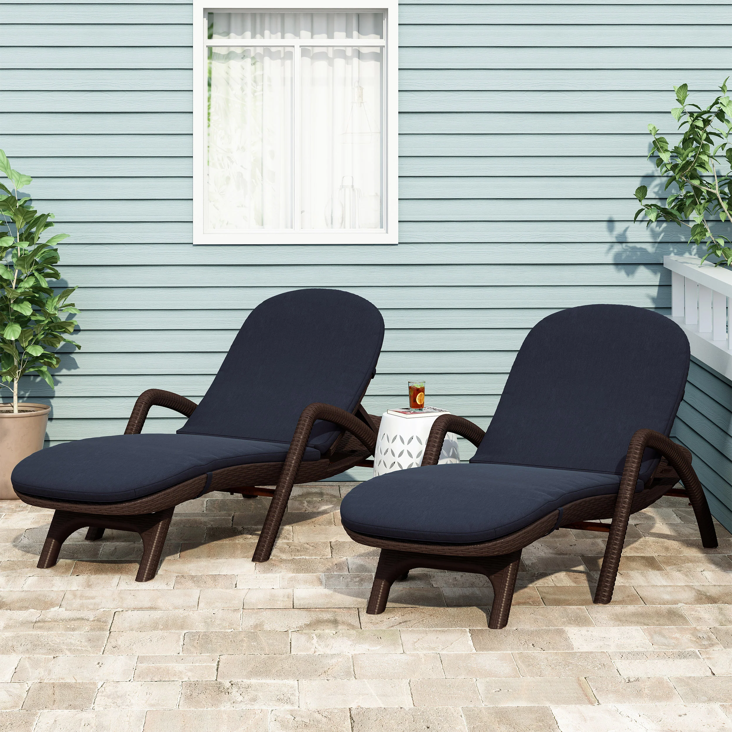 Farirra Outdoor Water Resistant Chaise Lounge Cushions (Set of 2) - furnishings