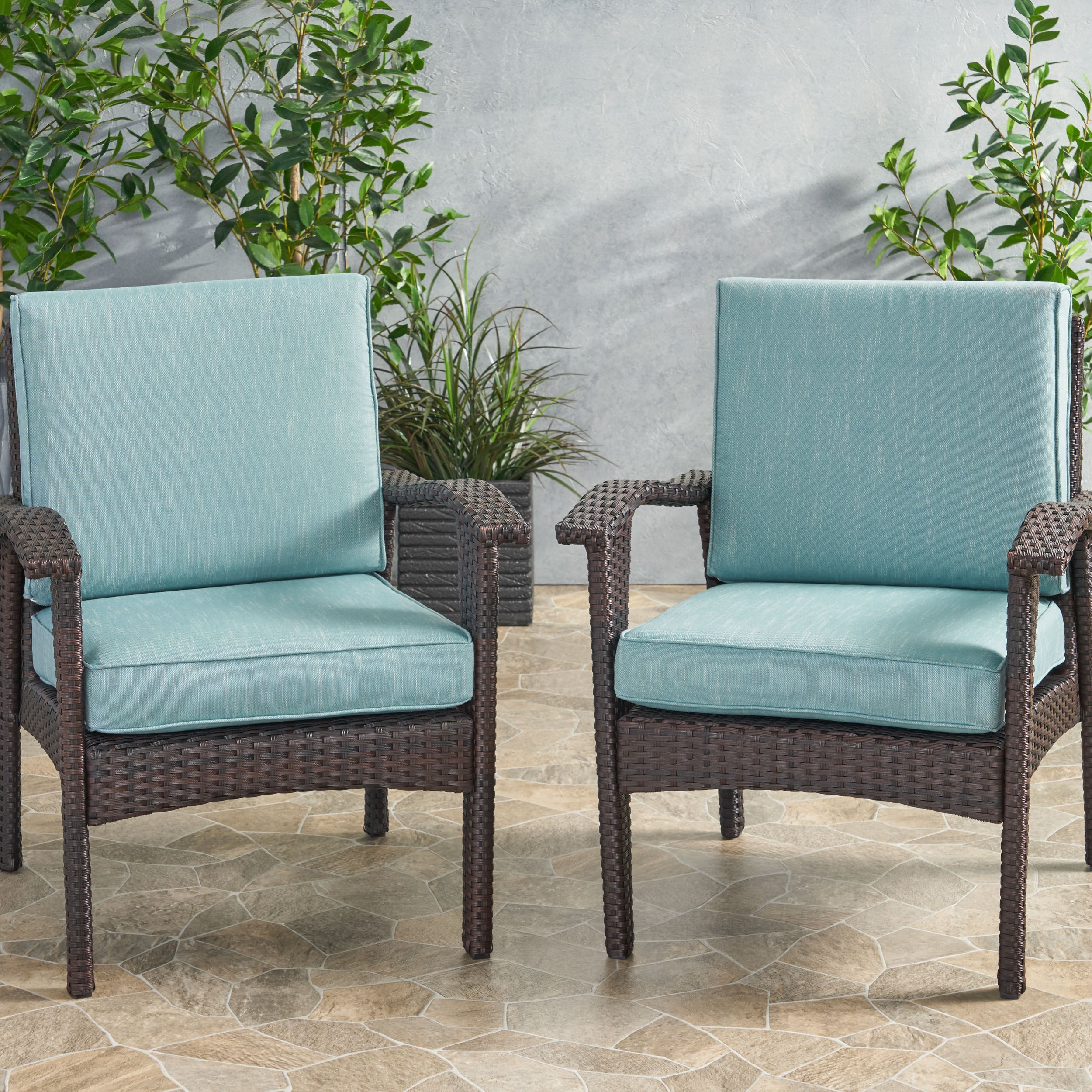 Atiyah Outdoor Water Resistant Fabric Club Chair Cushions with Piping (Set of 2) - furnishings