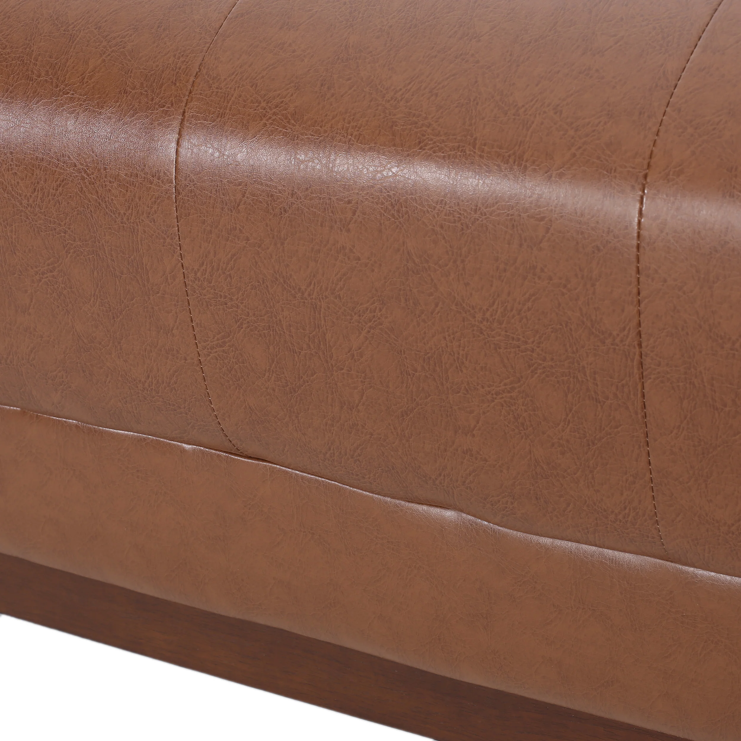 Stefan Mid Century Modern Faux Leather Tufted 3 Seater Sofa - furnishings