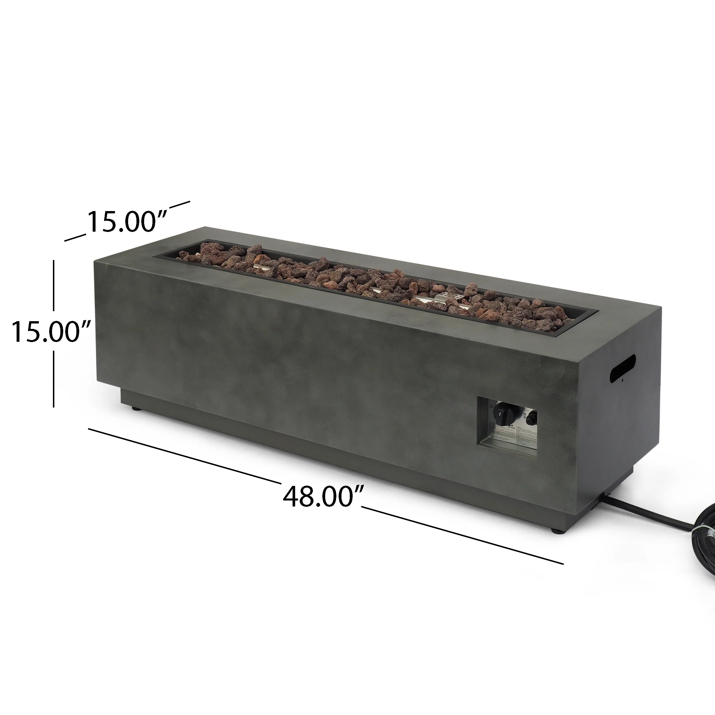 Jasmine Outdoor 50,000 BTU Rectangular Fire Pit (No Tank Holder) - furnishings