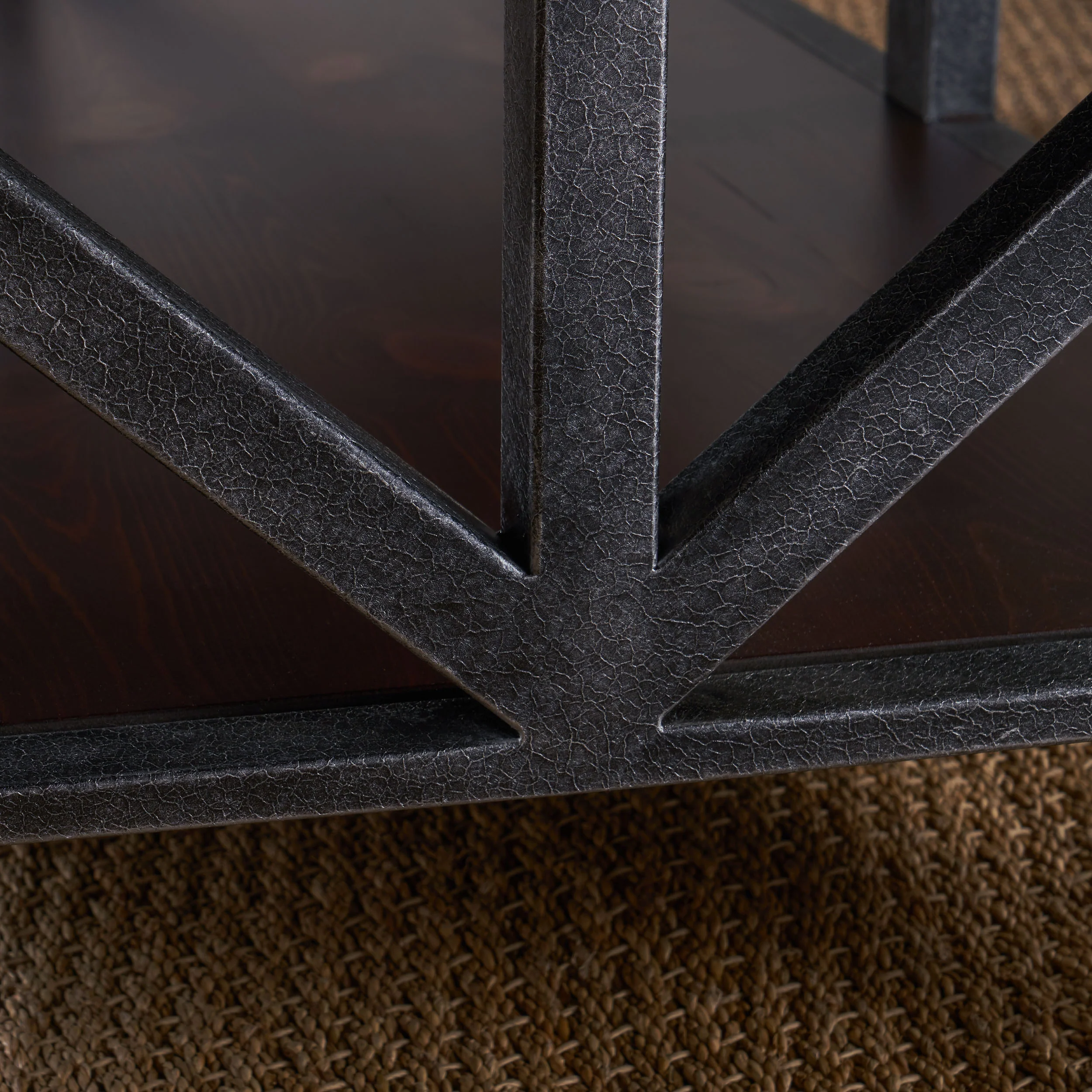 Dresden Industrial Faux Wood Coffee Table with Antique Black Iron Frame - furnishings