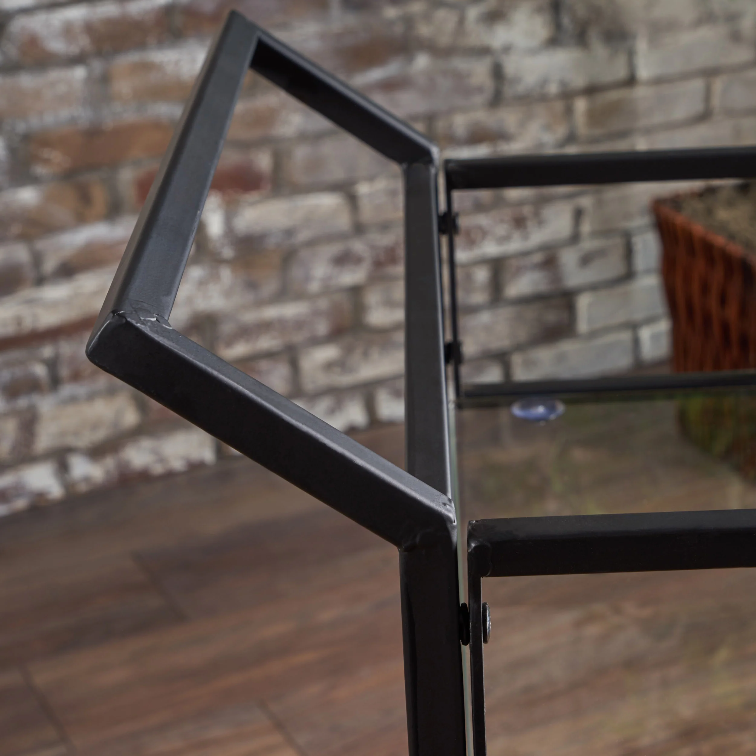 Talon Indoor Industrial Modern Black Iron Bar Cart with Tempered Glass Top - furnishings