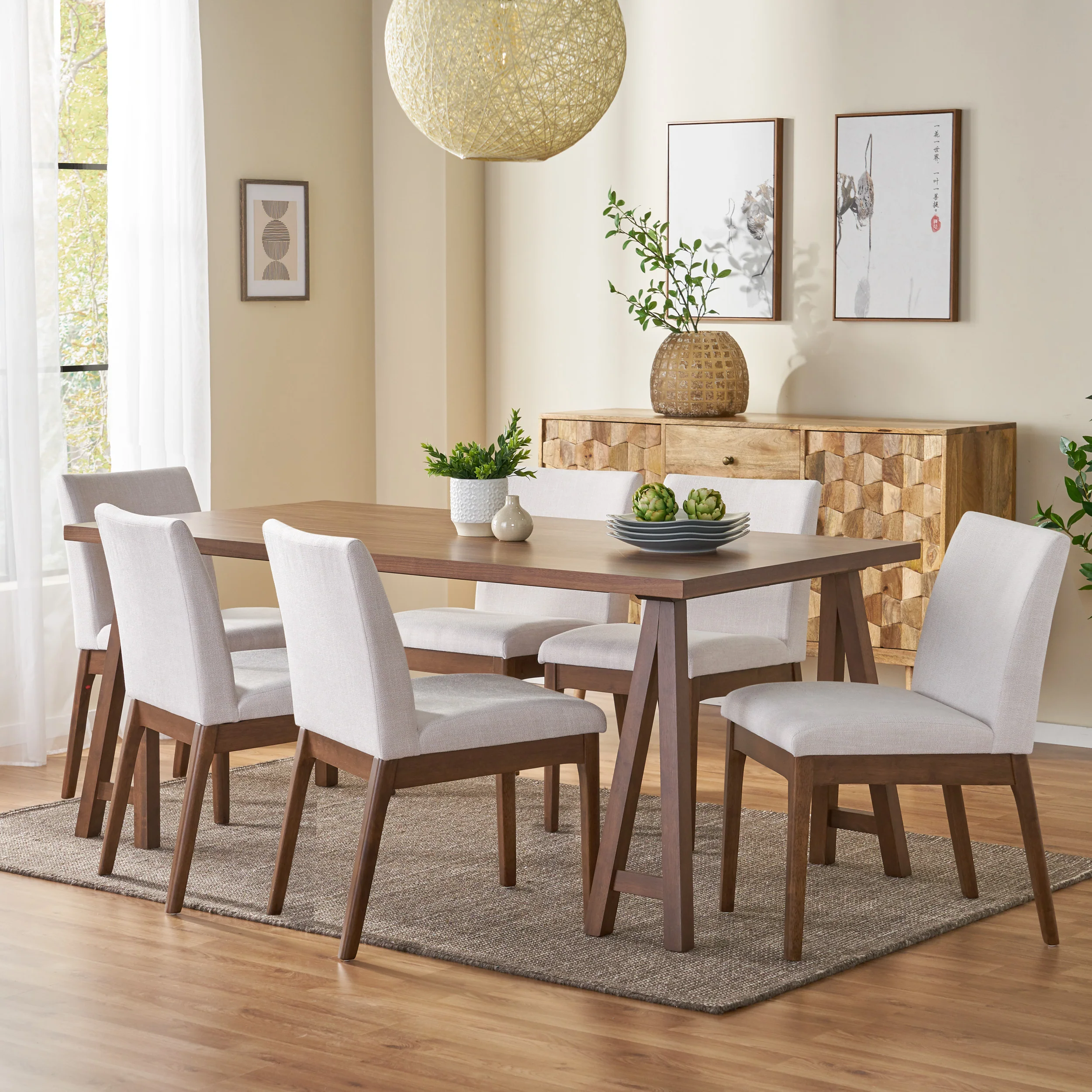 Elsinore Mid-Century Modern 7 Piece Dining Set - furnishings
