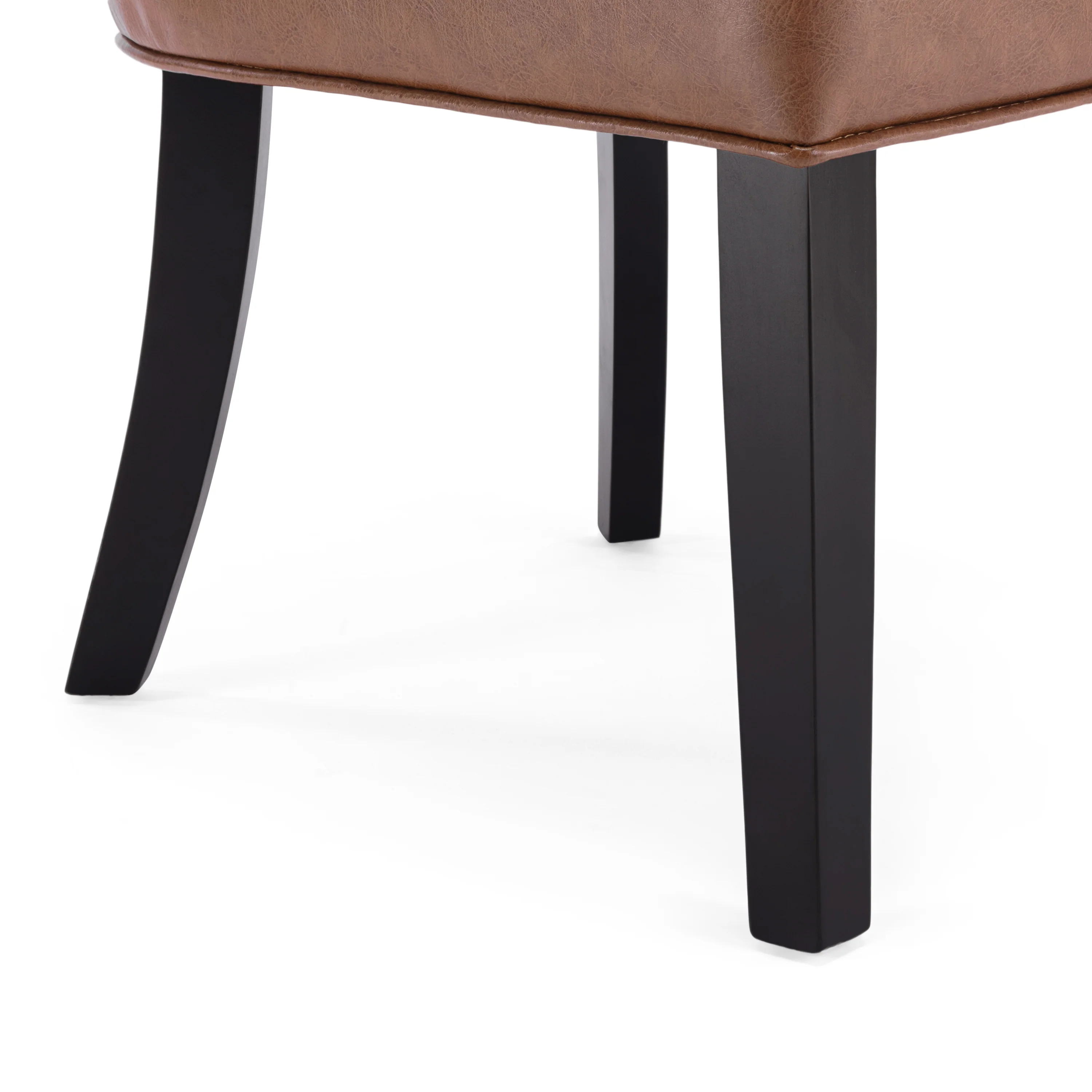 Edenbrook Contemporary Faux Leather Upholstered Dining Chairs, Set of 2, Cognac Brown and Matte Black - furnishings