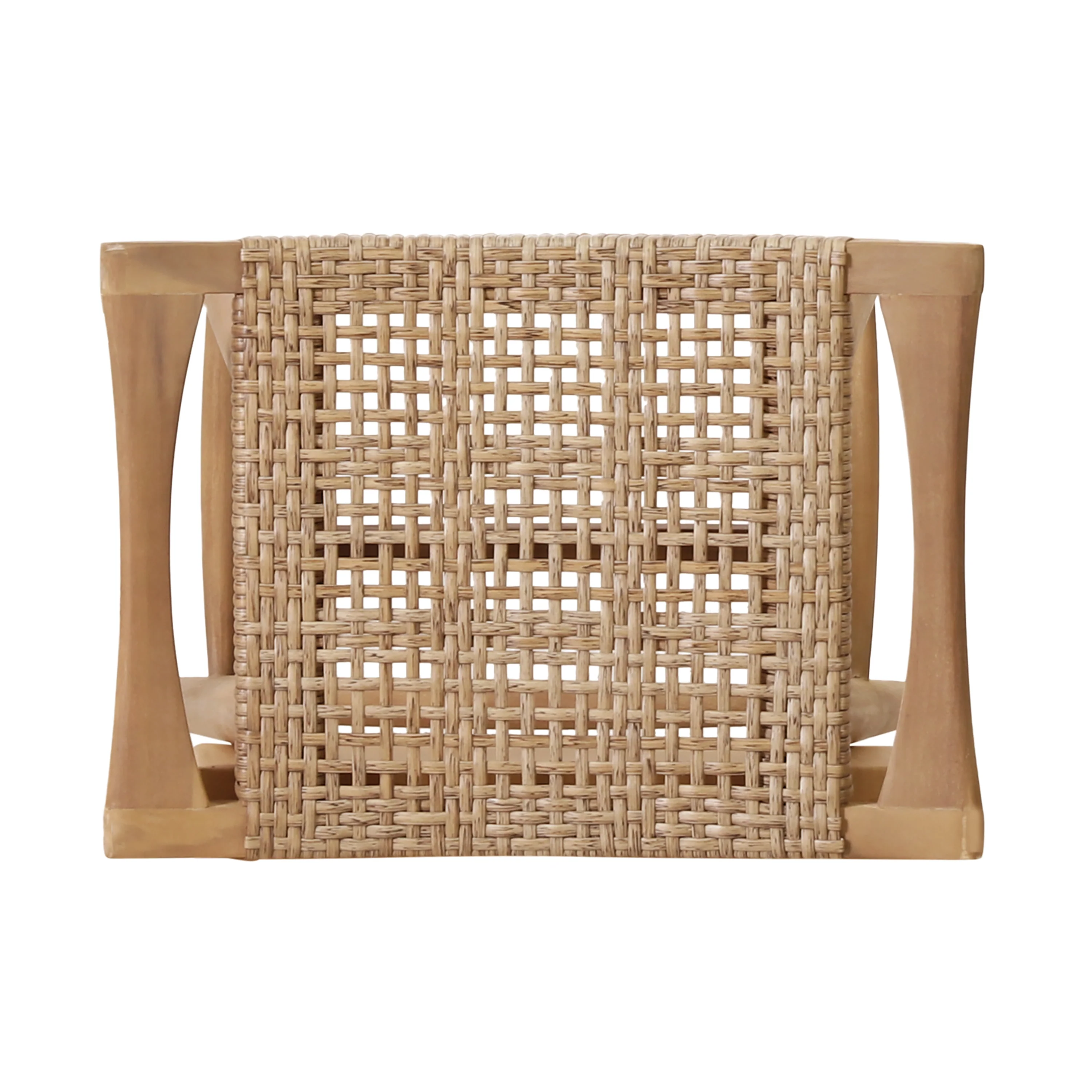 Dade Pulaski Outdoor Acacia Wood Barstool with Wicker, Set of 2 - furnishings