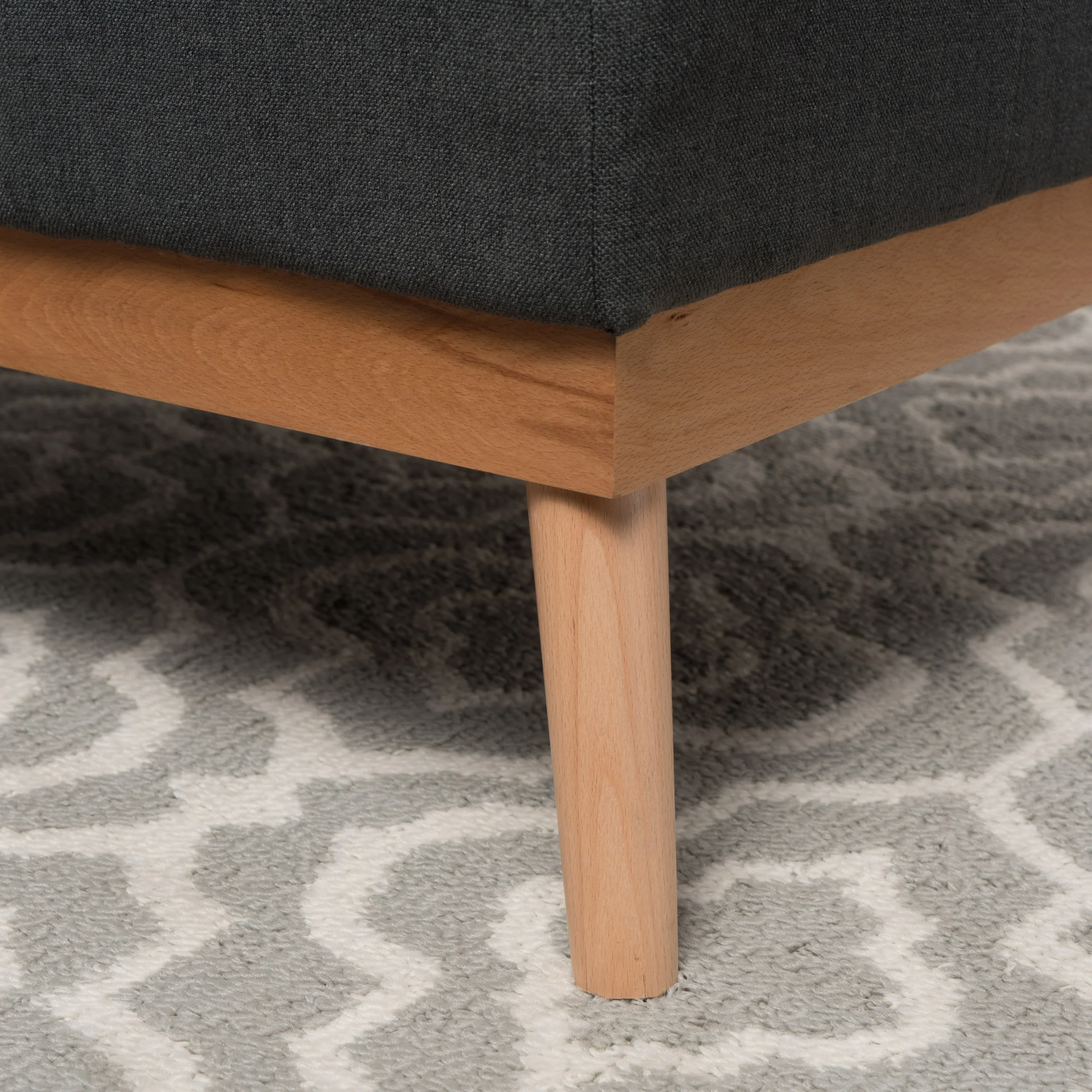 Lou Mid-Century Oxford Gray Fabric Ottoman - furnishings
