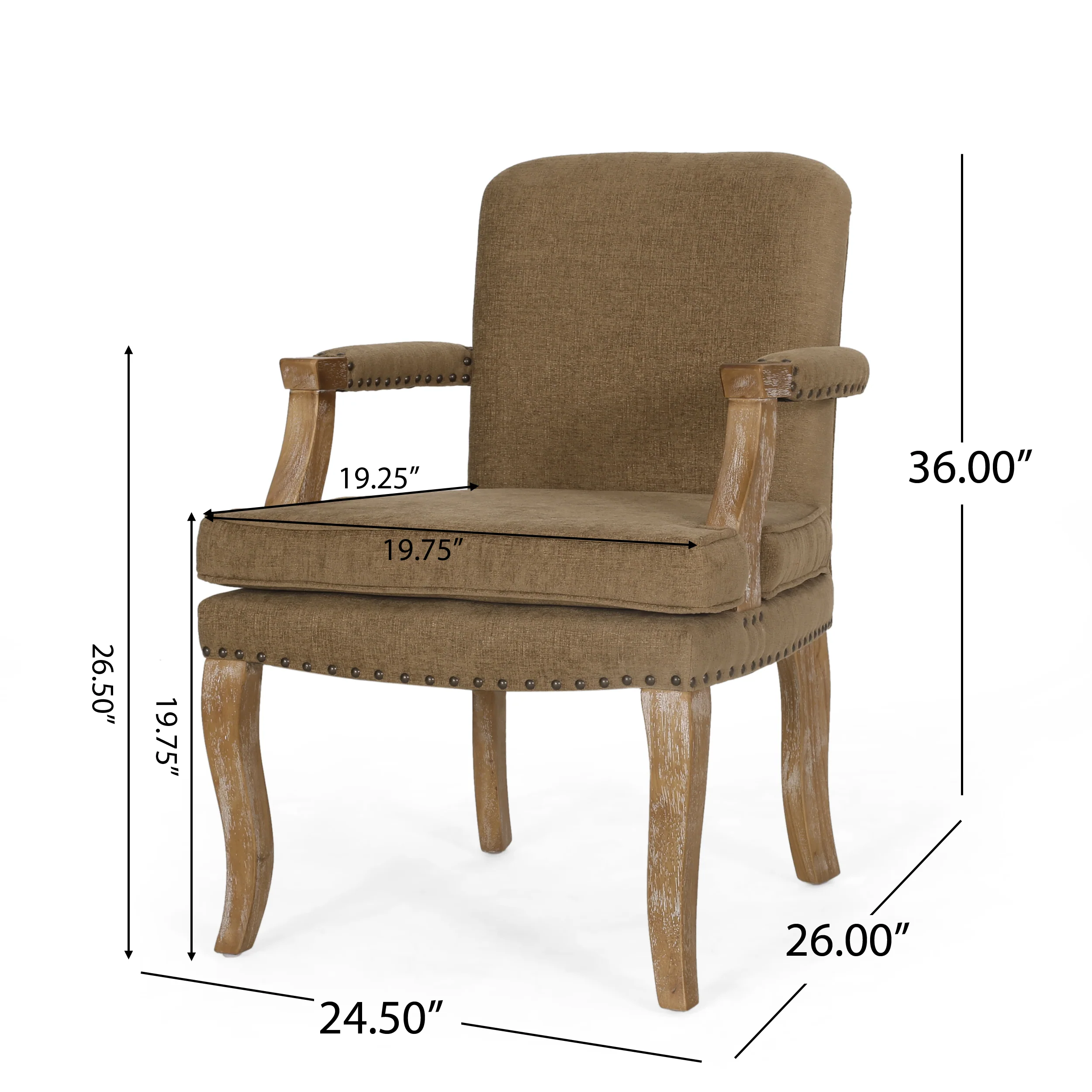 Tim French Country Dining Arm Chair with Nailhead Trim, Set of 2 - furnishings