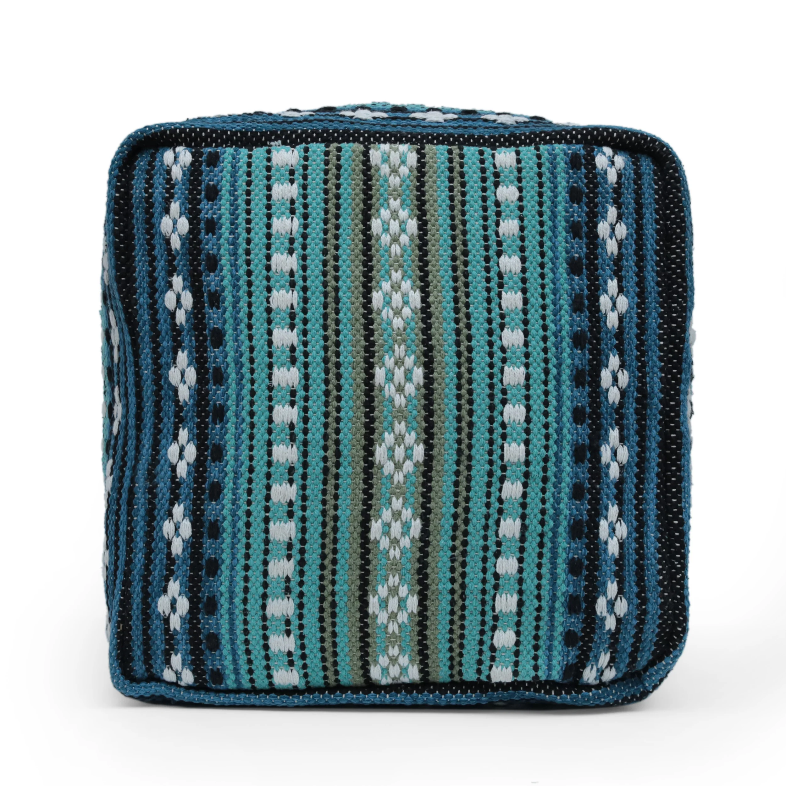 Hilliard Boho Handcrafted Peruvian Print Cube Pouf - furnishings