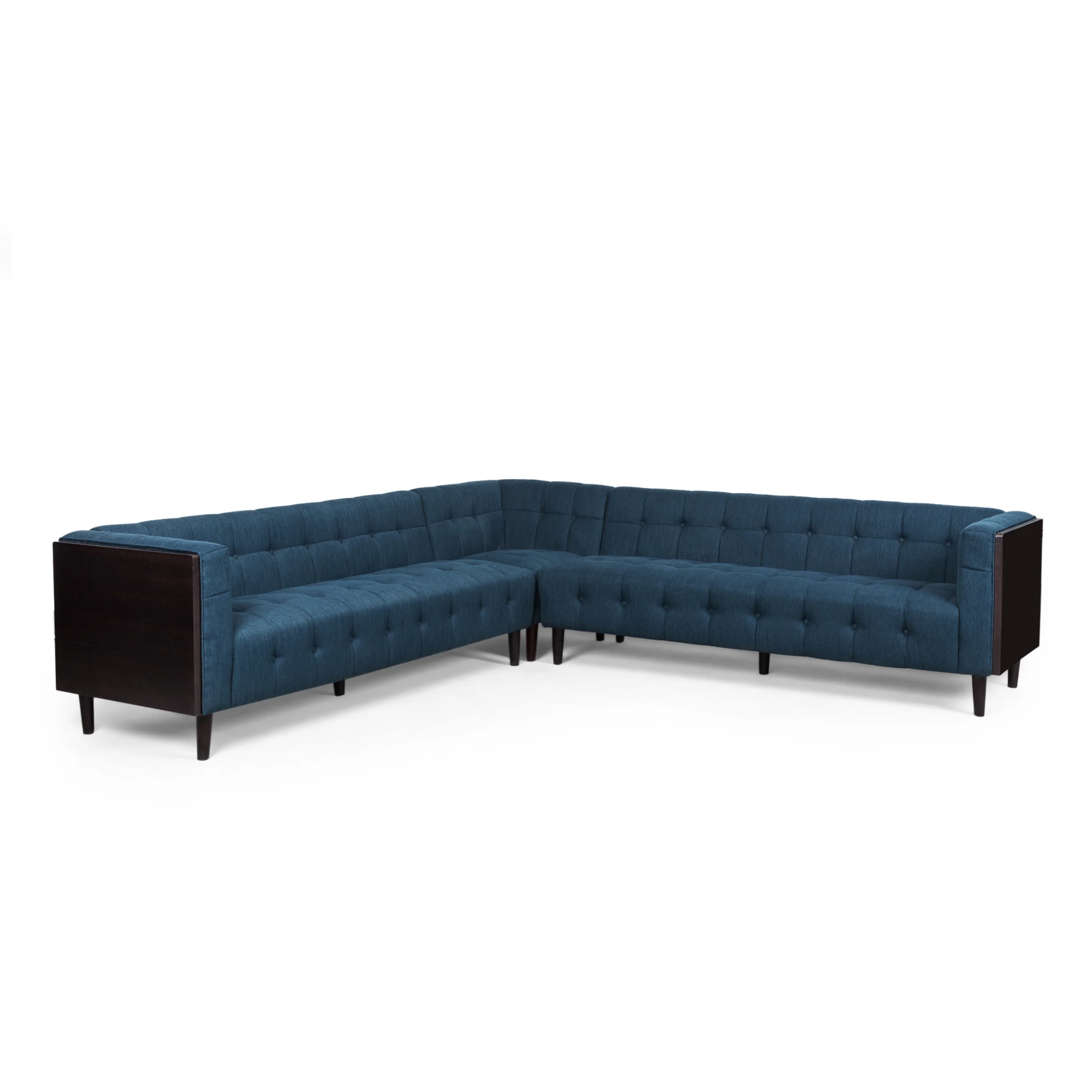 Warnock Mid-Century Modern Fabric Tufted Sectional Sofa Set - furnishings