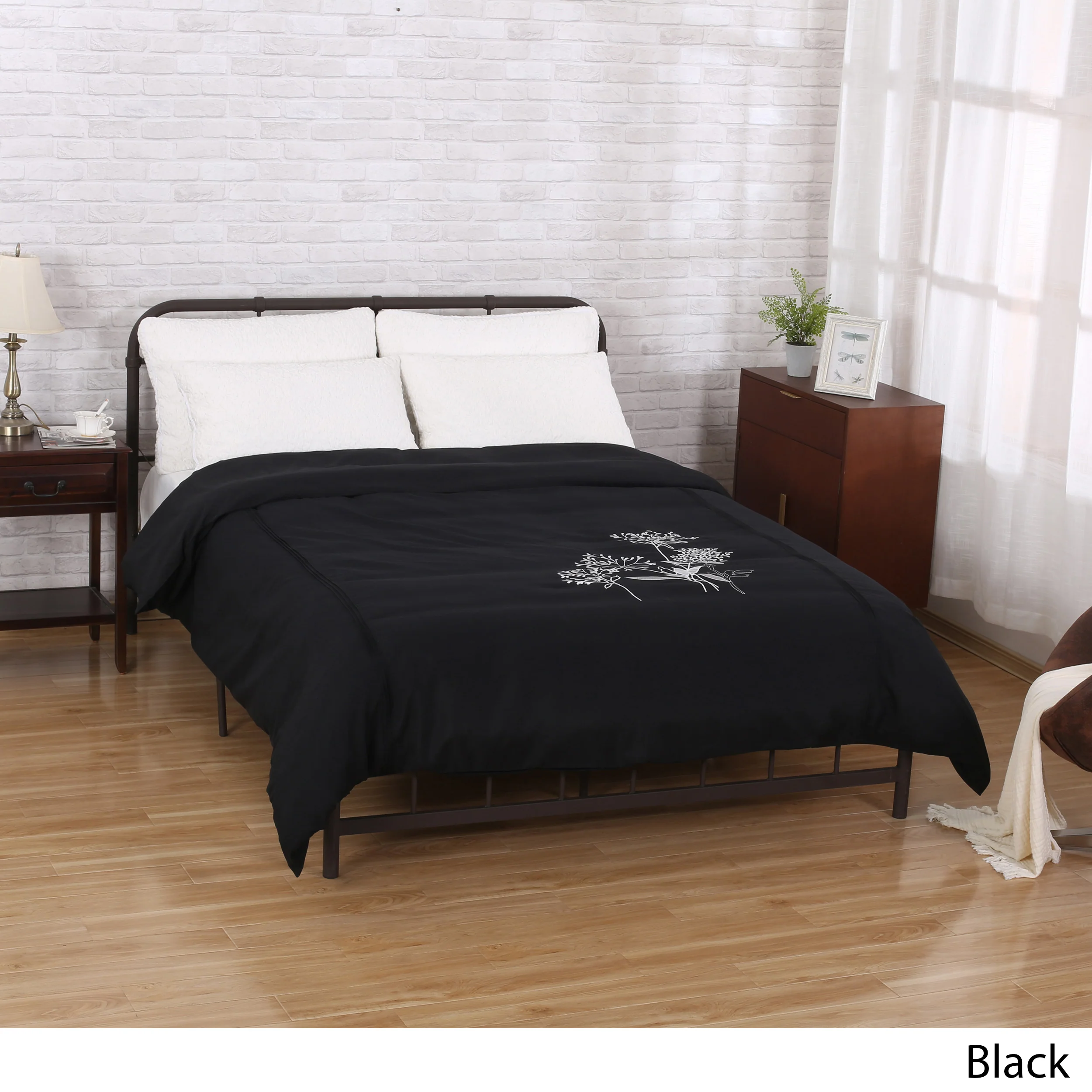 Miley Queen Size Fabric Duvet Cover with Floral Design - furnishings