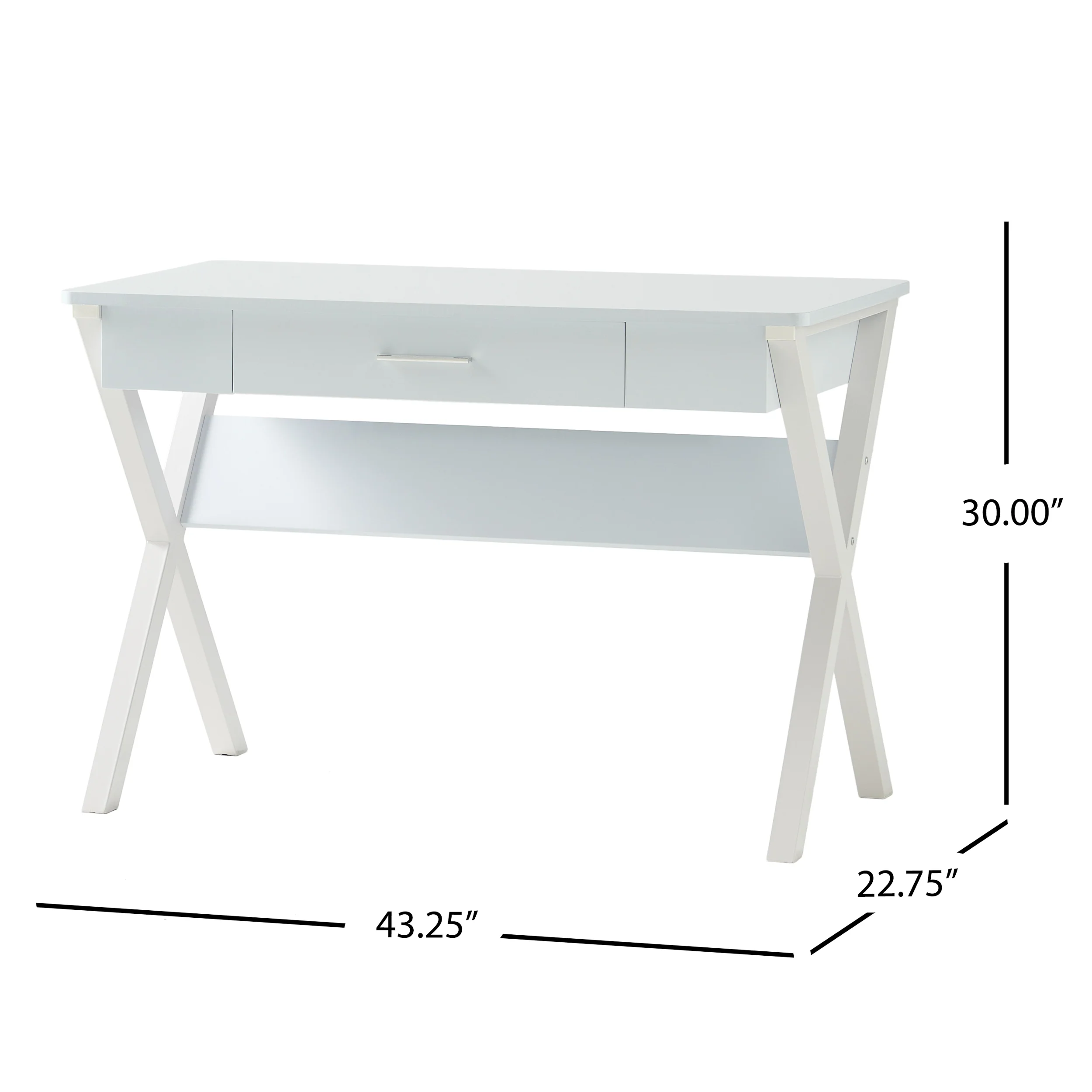 Monte Farmhouse Matte White Faux Wood Office Desk with Drawer - furnishings