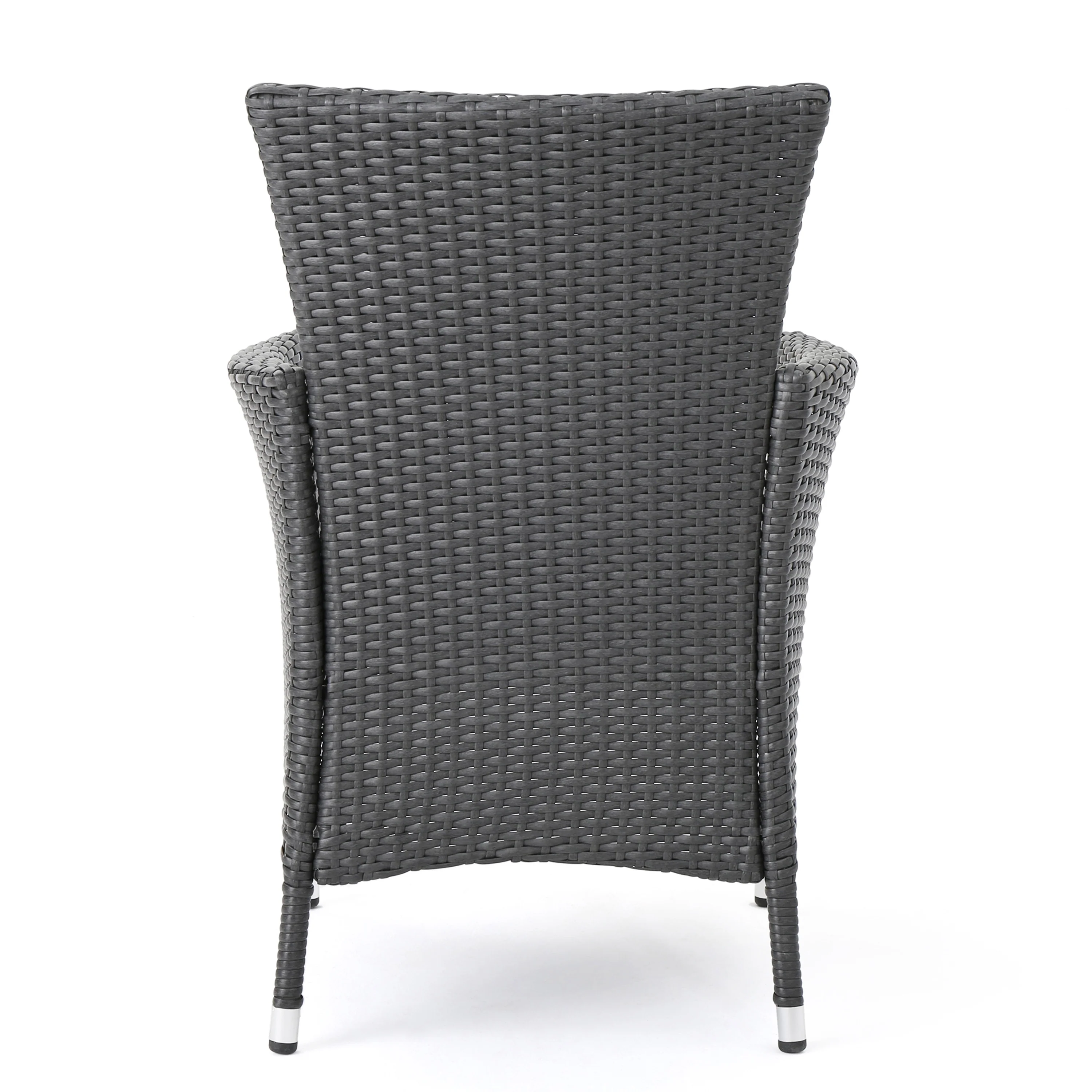 James Outdoor 5 Piece Wood and Wicker Square Dining Set, Gray and Gray - furnishings