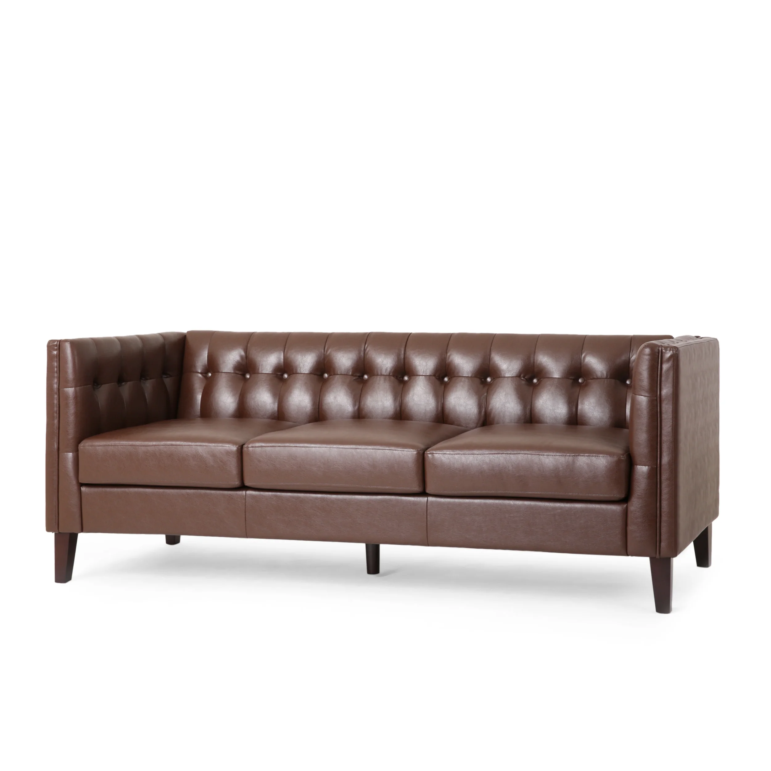 Silkie Contemporary Faux Leather Tufted 3 Seater Sofa - furnishings