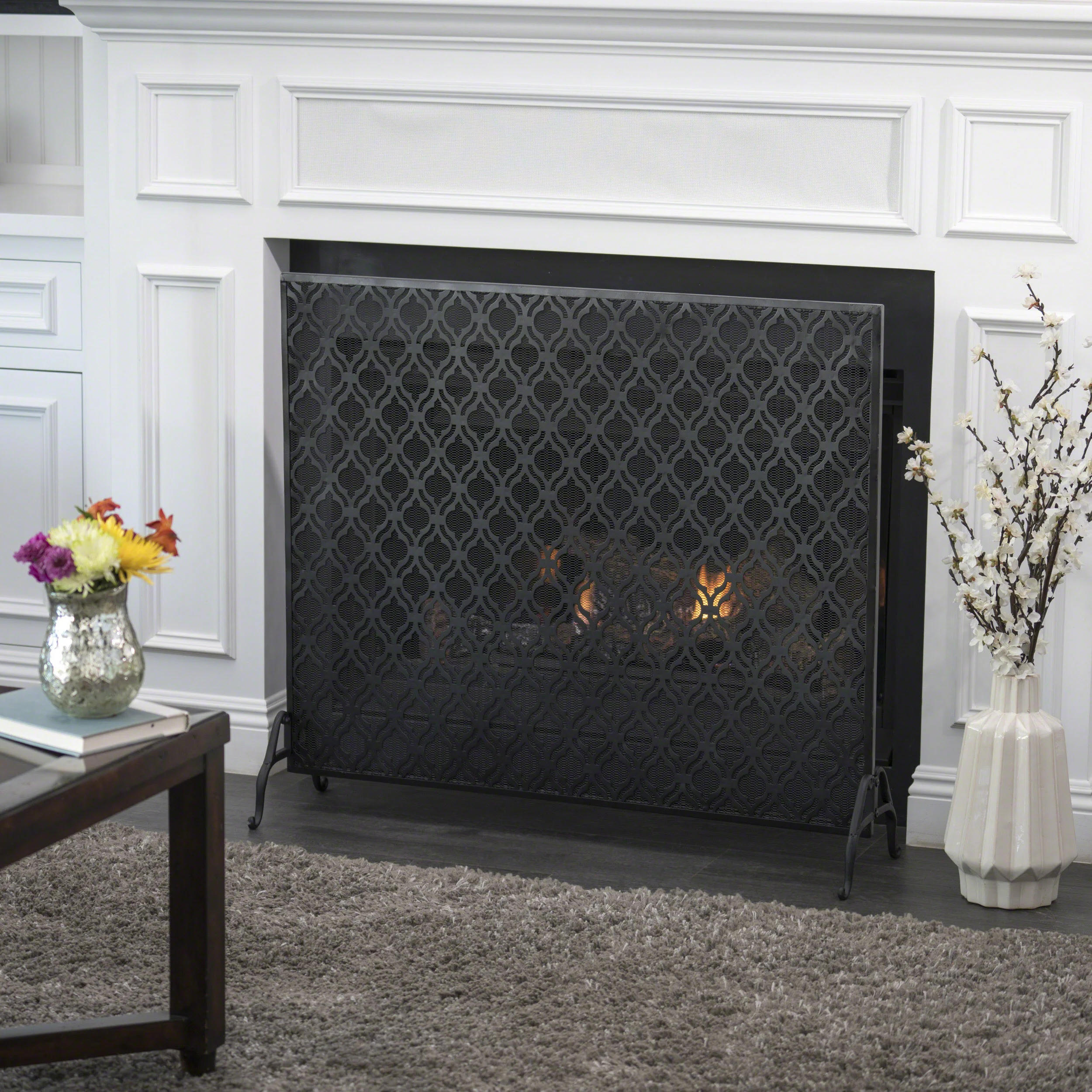 Elmer Single Panel Iron Fire Screen - furnishings