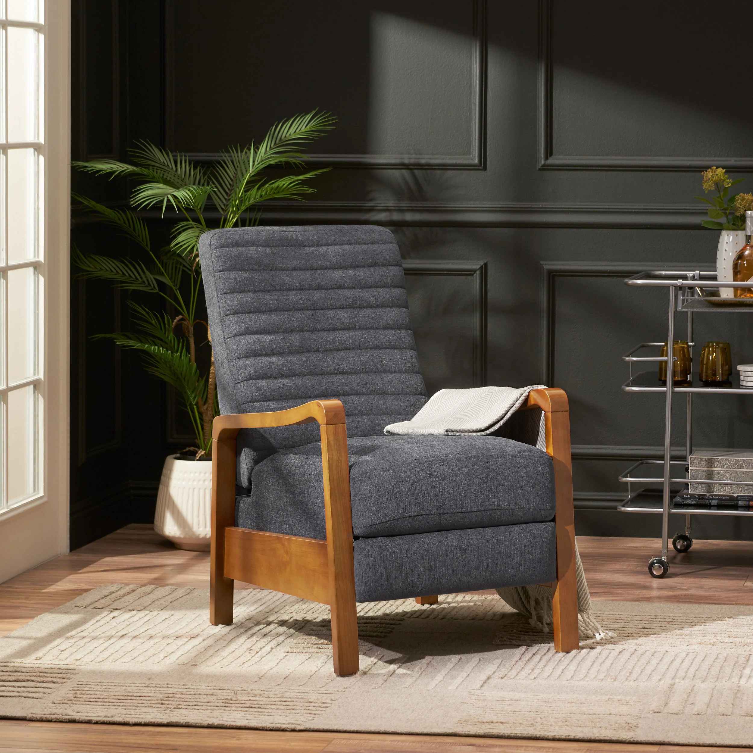 Neihart Contemporary Fabric Channel Stitch Pushback Recliner - furnishings
