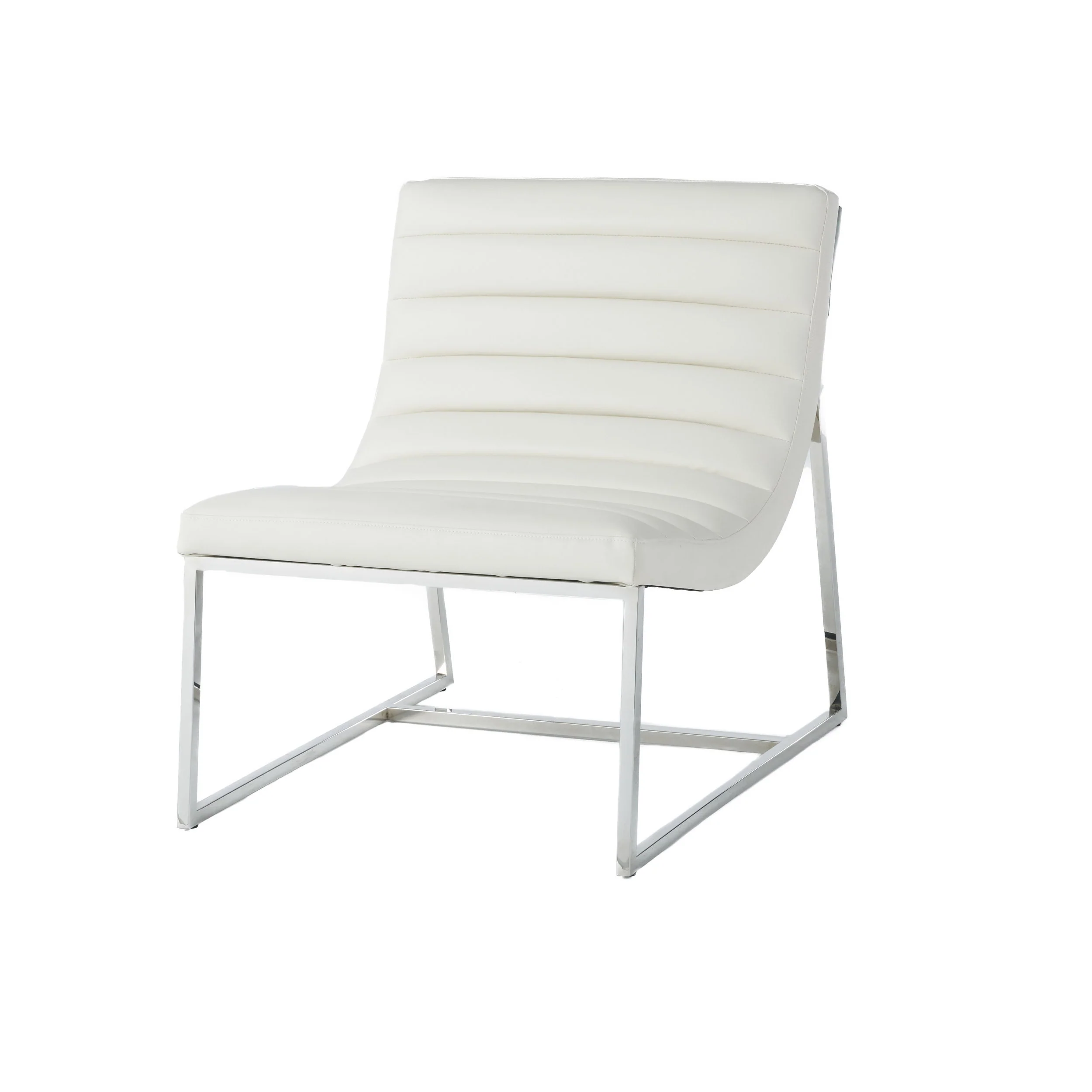 Kingsbury White Leather Lounge Accent Chair - furnishings