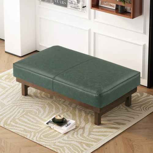Temzyl temzyl Modern PU Cocktail Ottoman with Wood Frame - furnishings