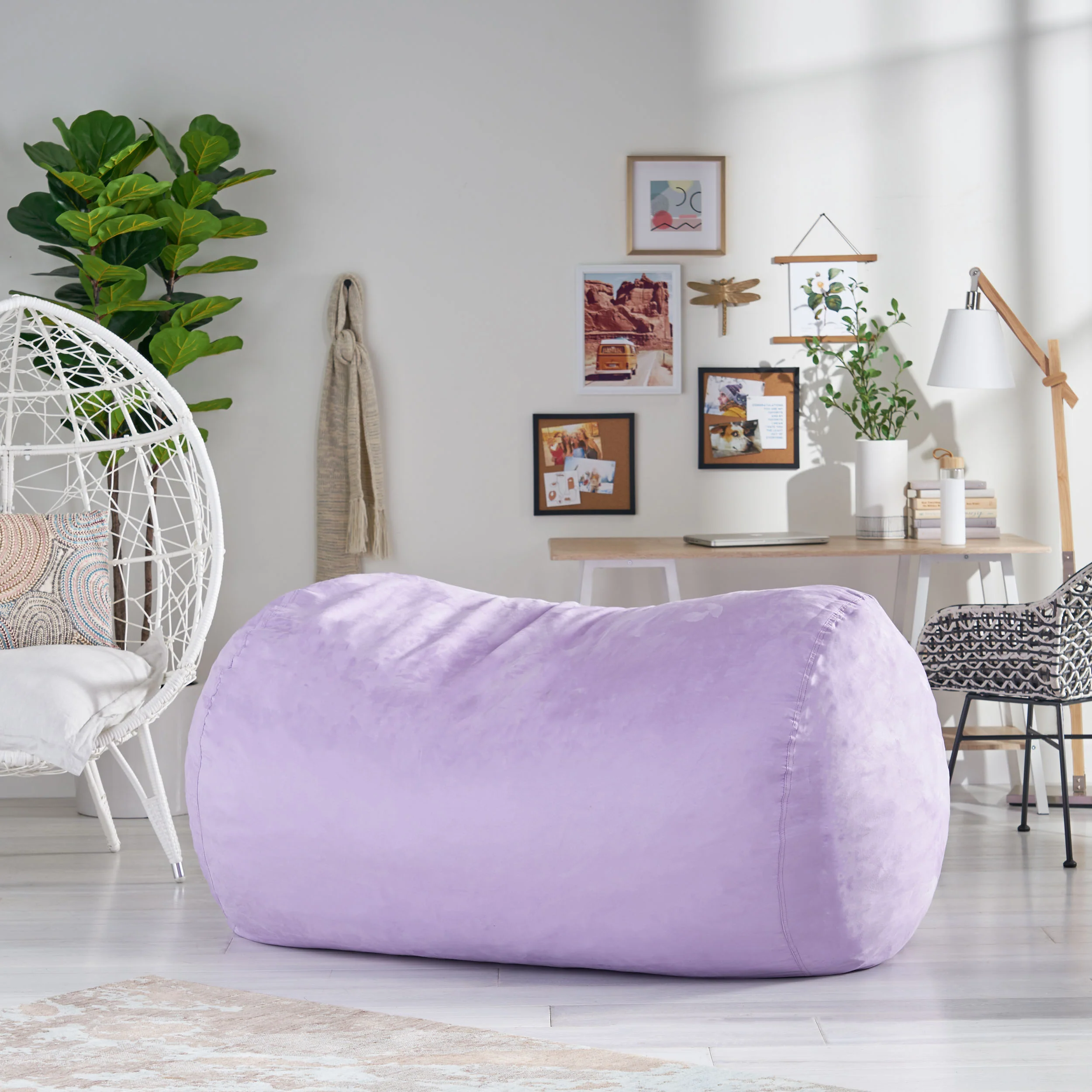 Bern Modern 6.5 Foot Microfiber Pastel Bean Bag - furnishings