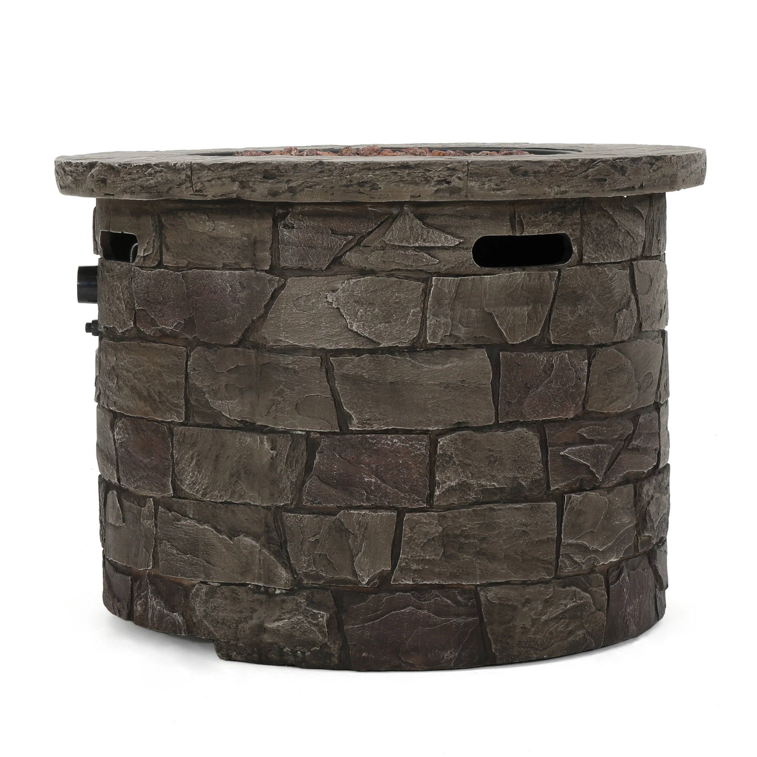 Arlana Outdoor 40,000 BTU Lightweight Concrete Circular Fire Pit - furnishings