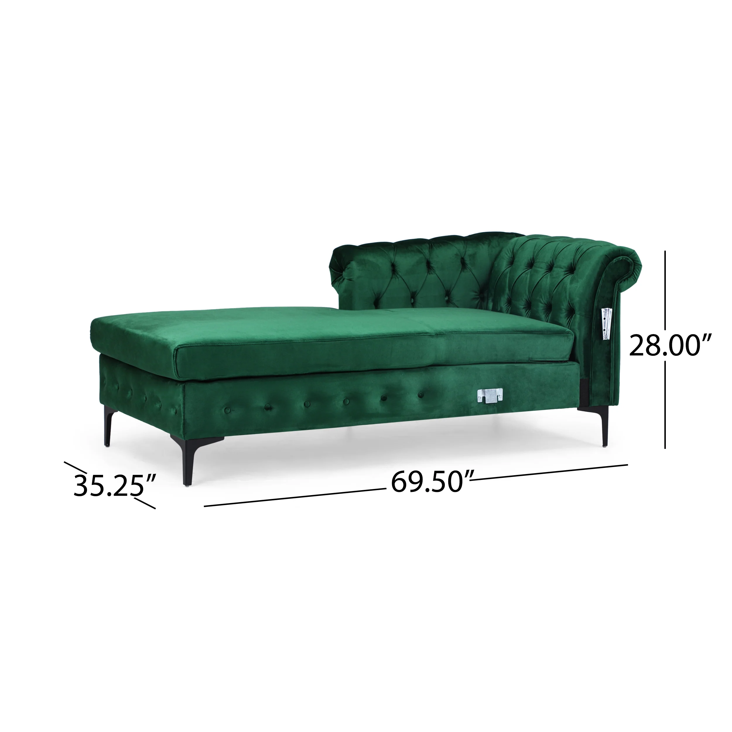 Juelz Contemporary Velvet 3 Seater Sectional Sofa with Chaise Lounge - furnishings