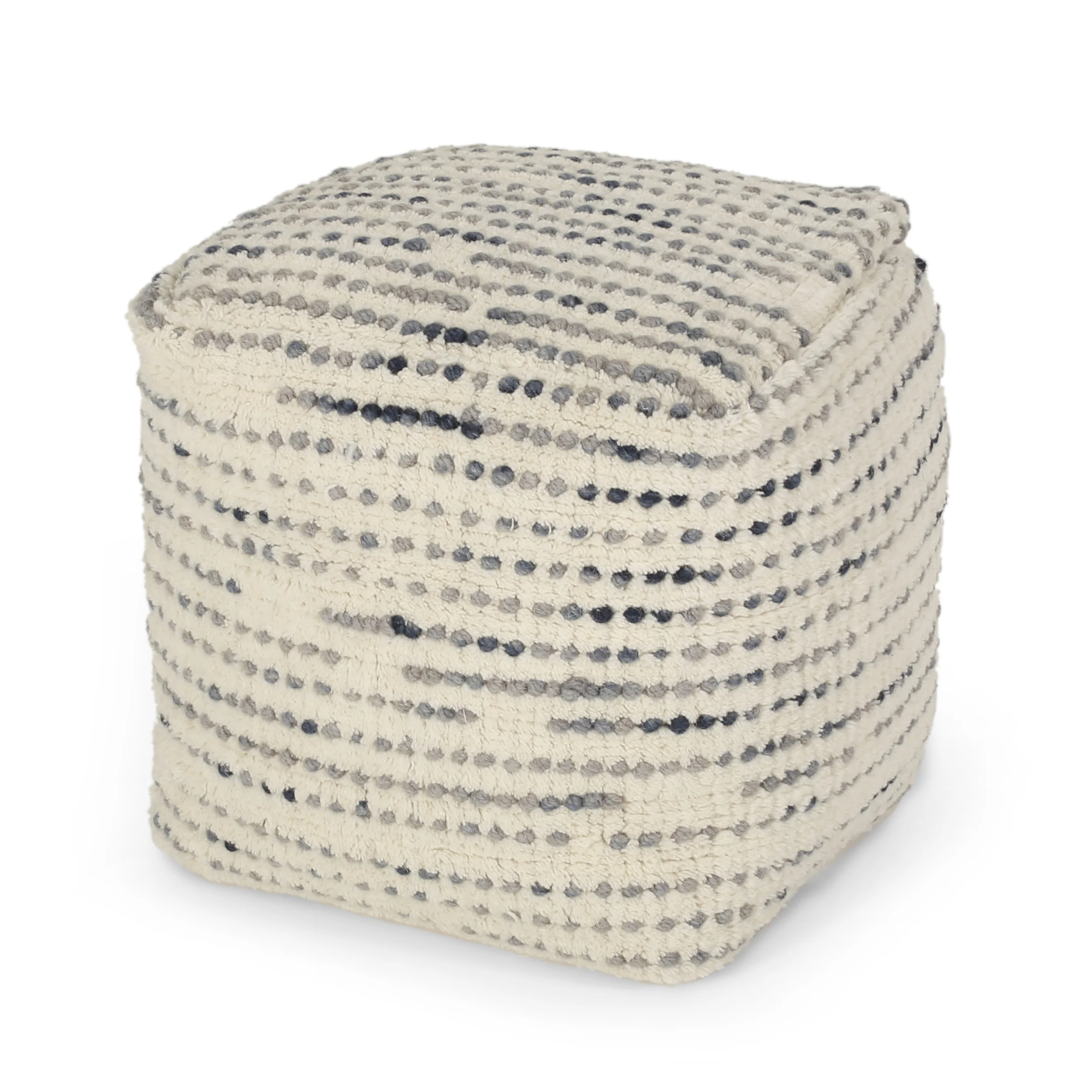 Eakly Handcrafted Boho Fabric Cube Pouf - furnishings