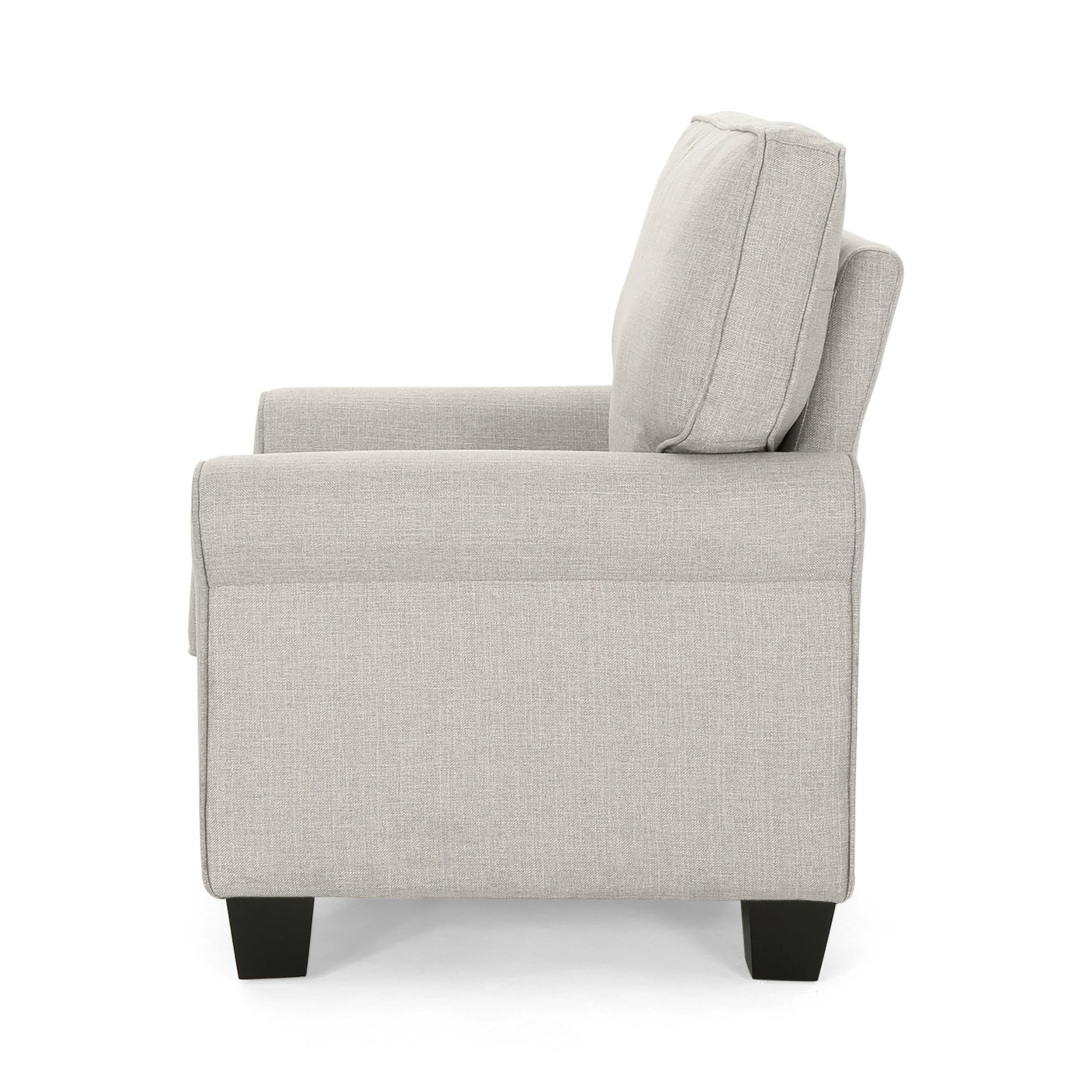 Patricia Contemporary Scrolled Arm Upholstered Fabric Club Chair w/ Tonal Piping - furnishings