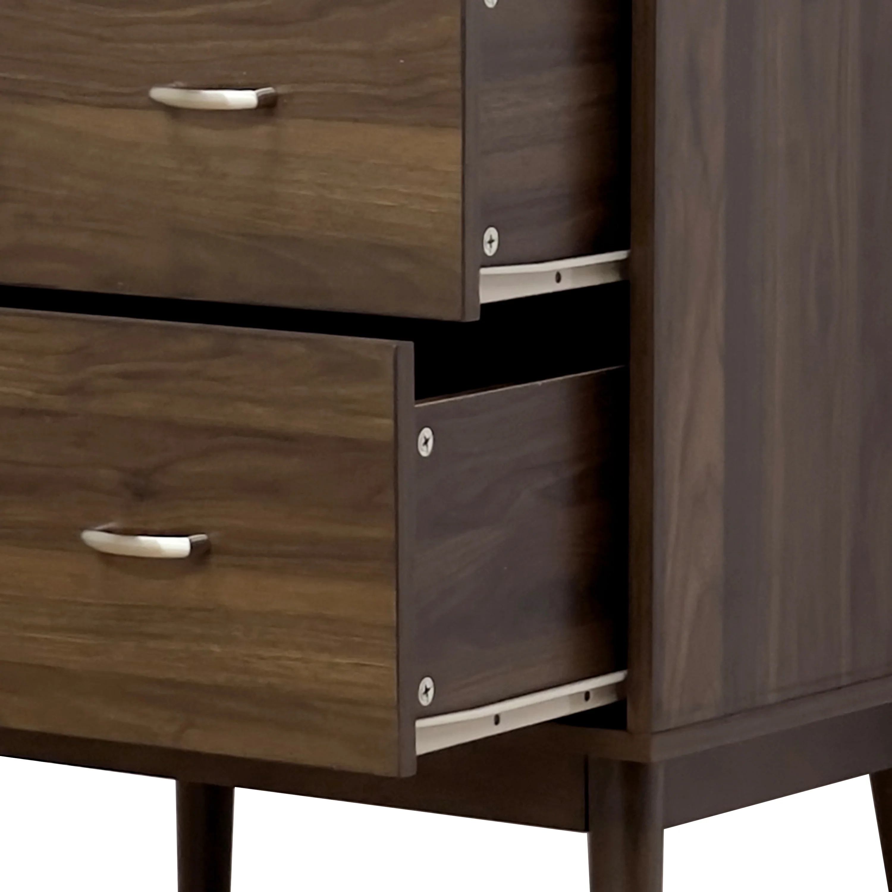Wilbur Mid Century Wooden 3 Piece 4 Drawer Dresser and Nightstand Bedroom Set - furnishings