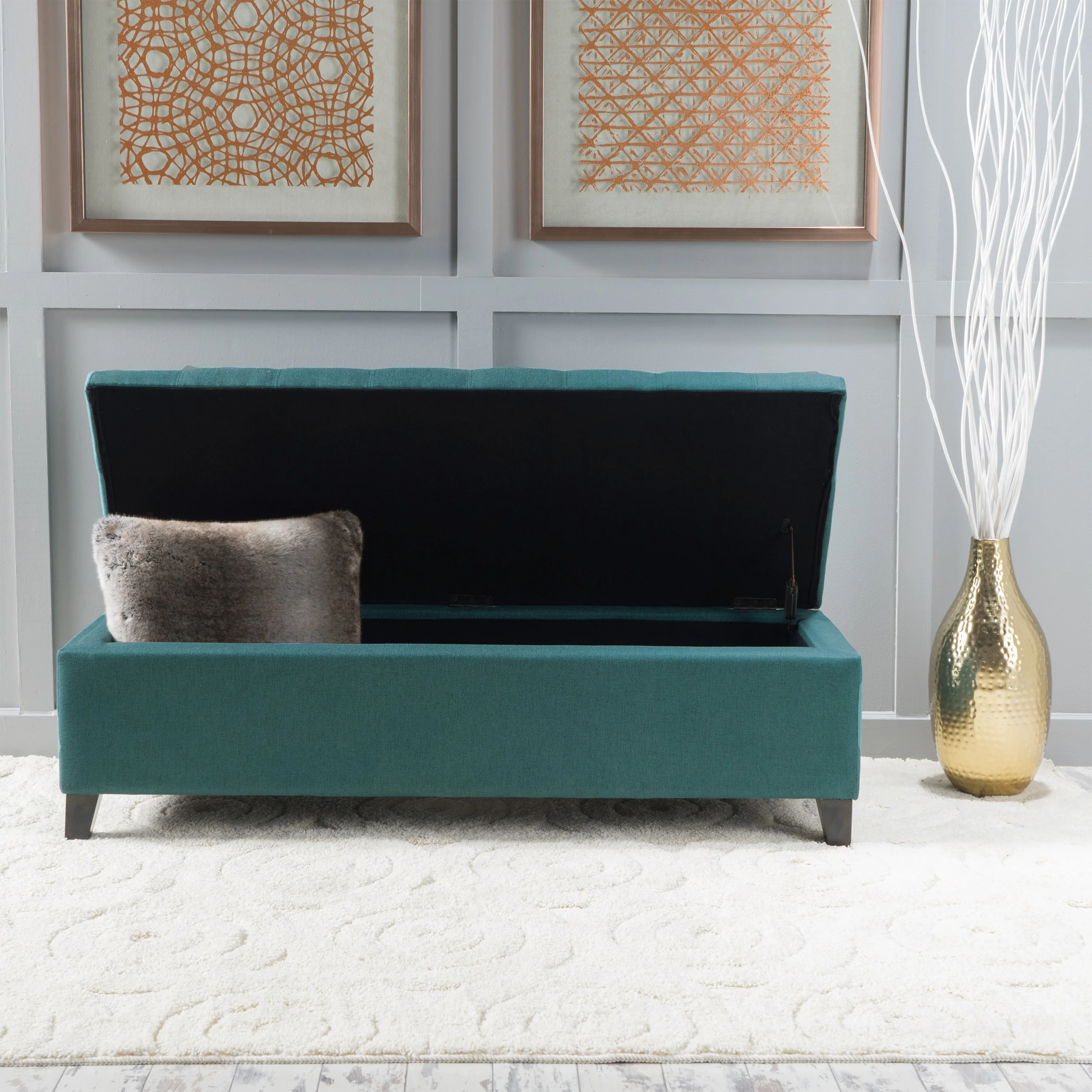 Sterling Fabric Tufted Storage Ottoman - furnishings