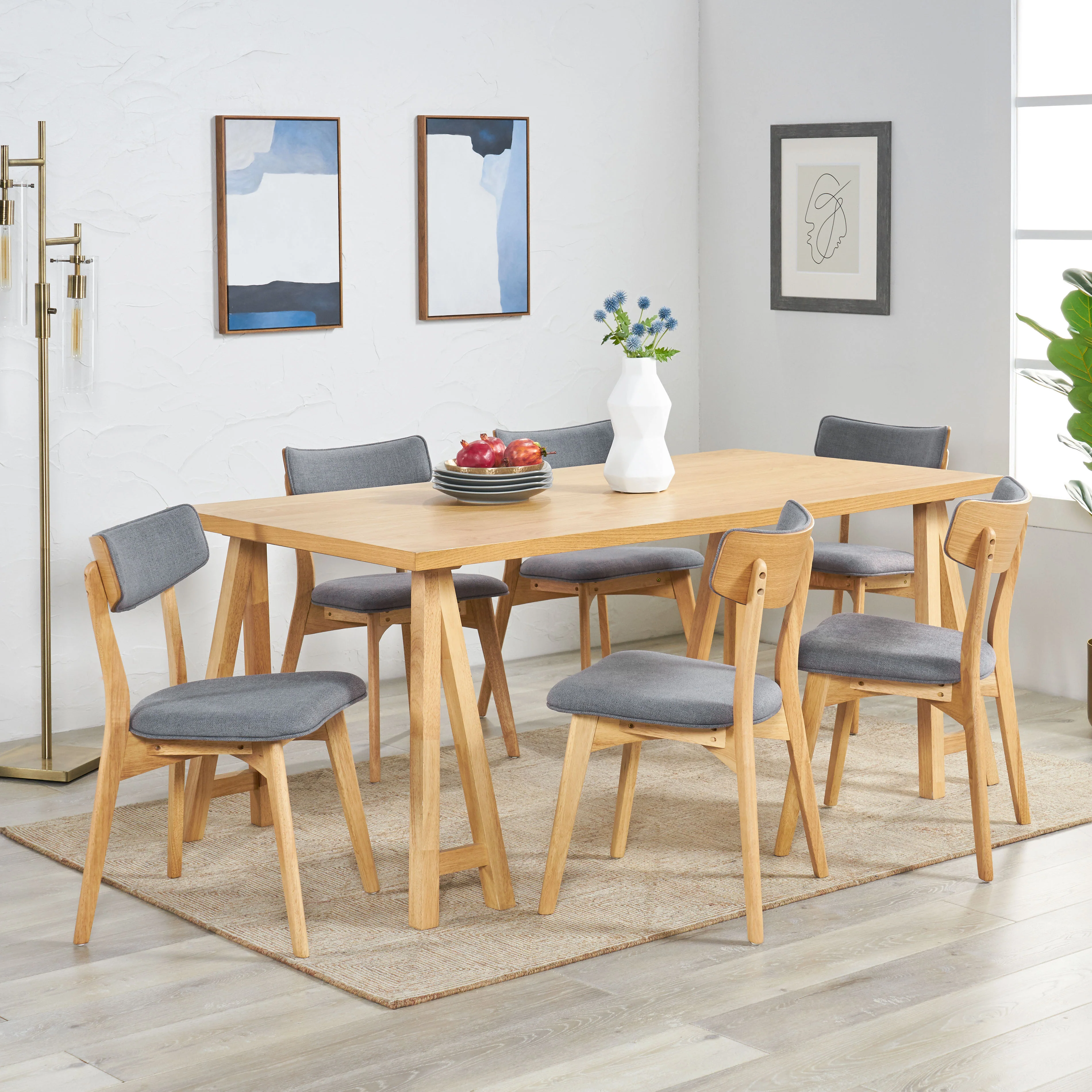 Turat Mid-Century Modern 7 Piece Dining Set with A-Frame Table - furnishings