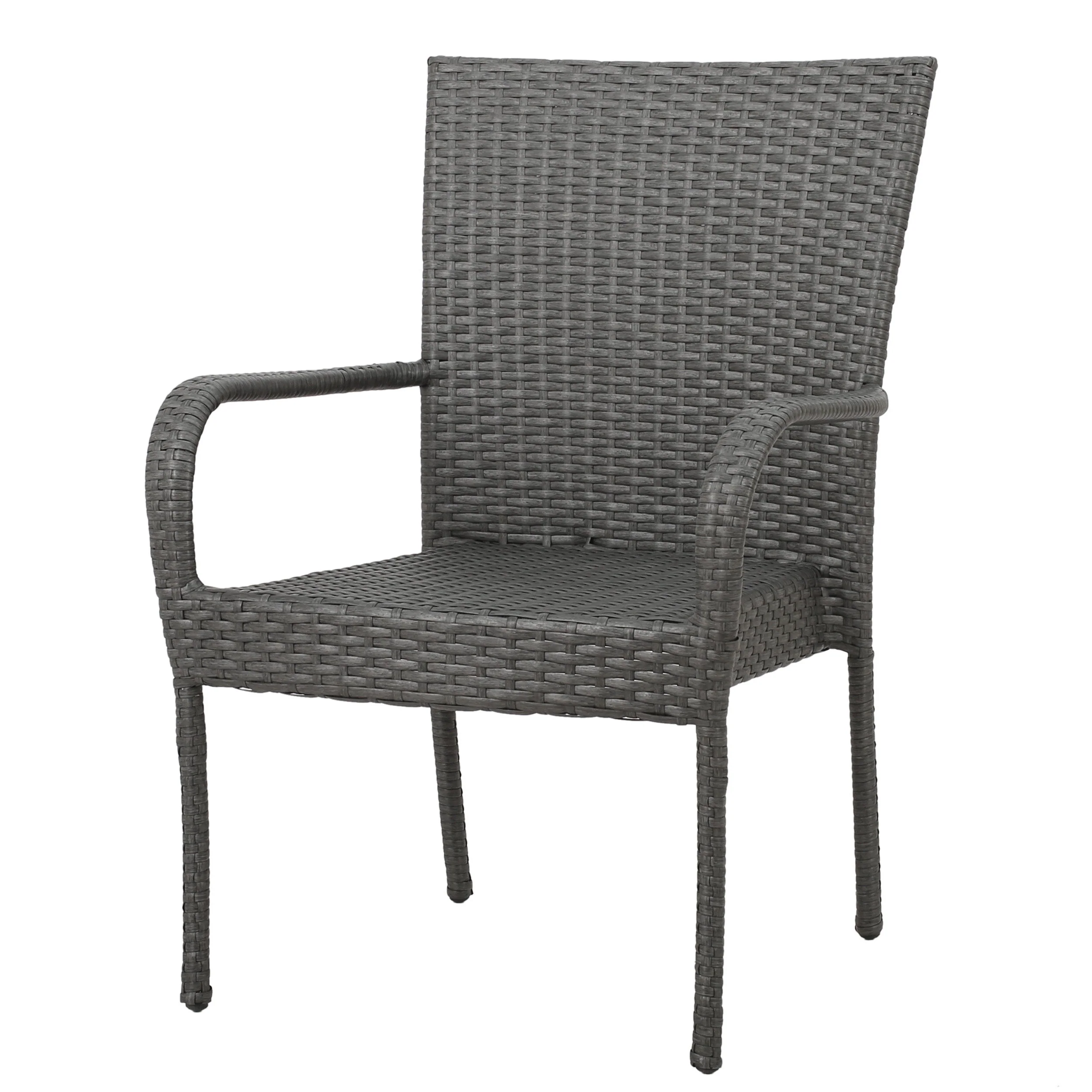 Ford Outdoor 7 Piece Wood and Wicker Dining Set, Gray Finish and Gray - furnishings