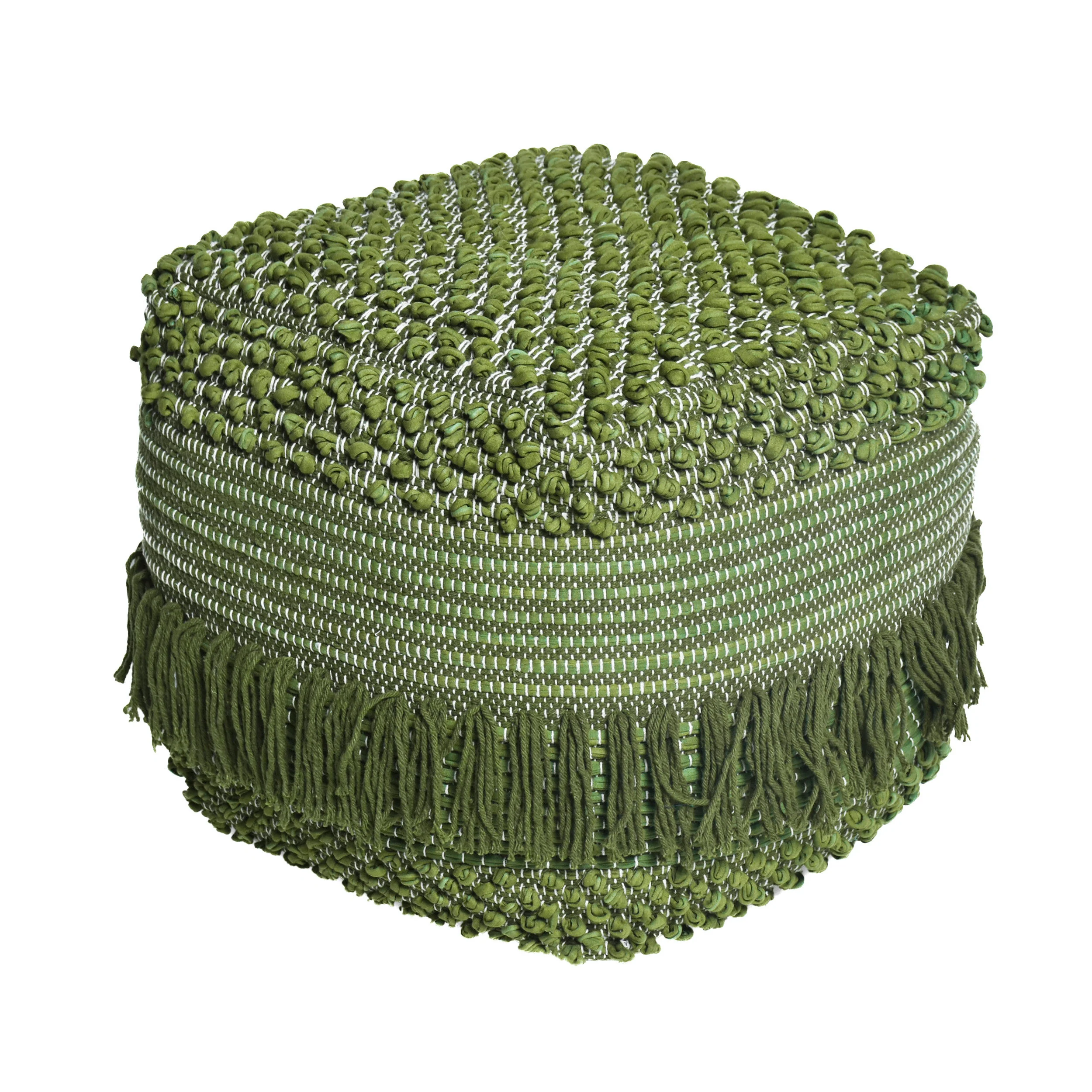 Naholo Boho Handcrafted Fabric Cube Pouf - furnishings