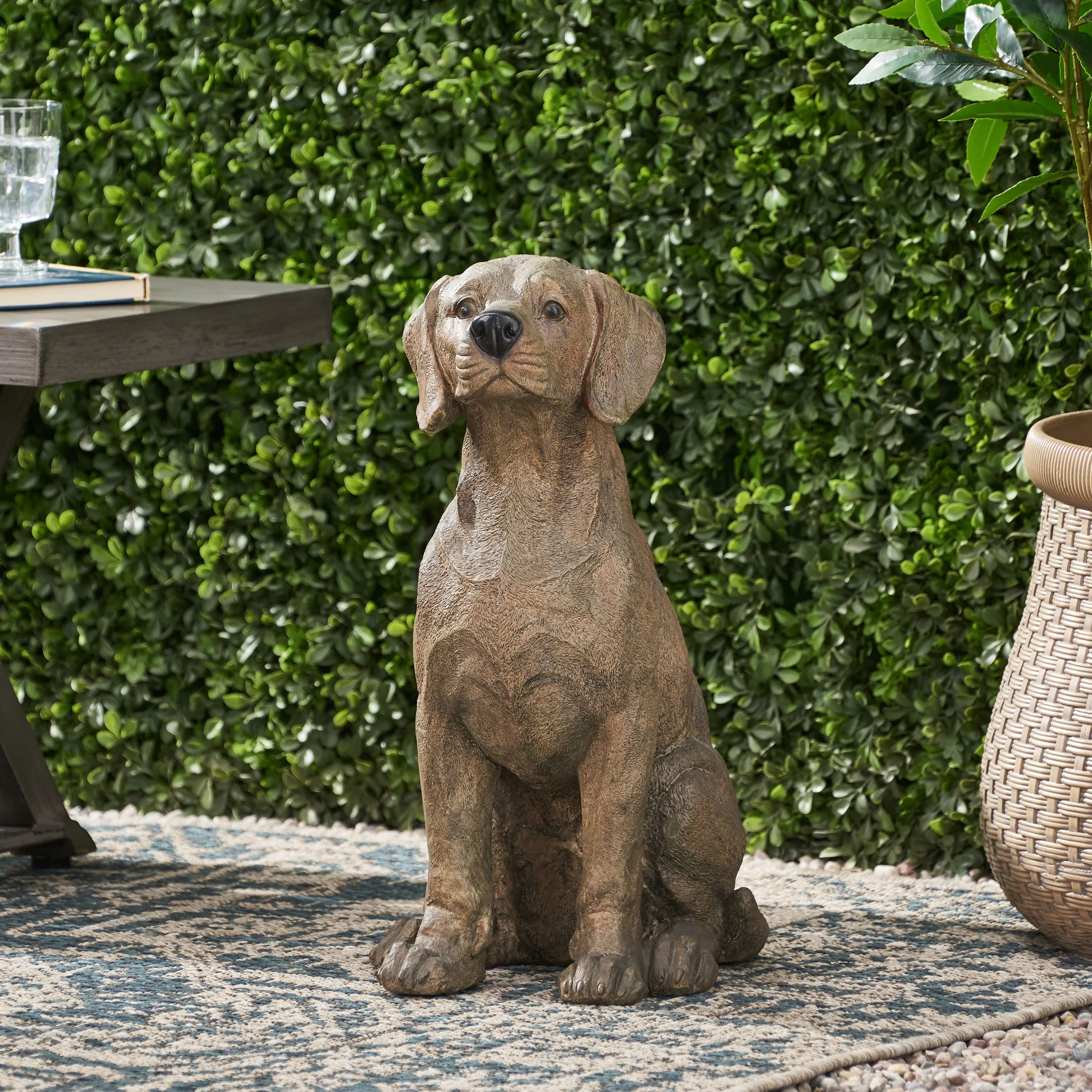 Hayesville Outdoor Dog Garden Statue, Dark Brown - furnishings