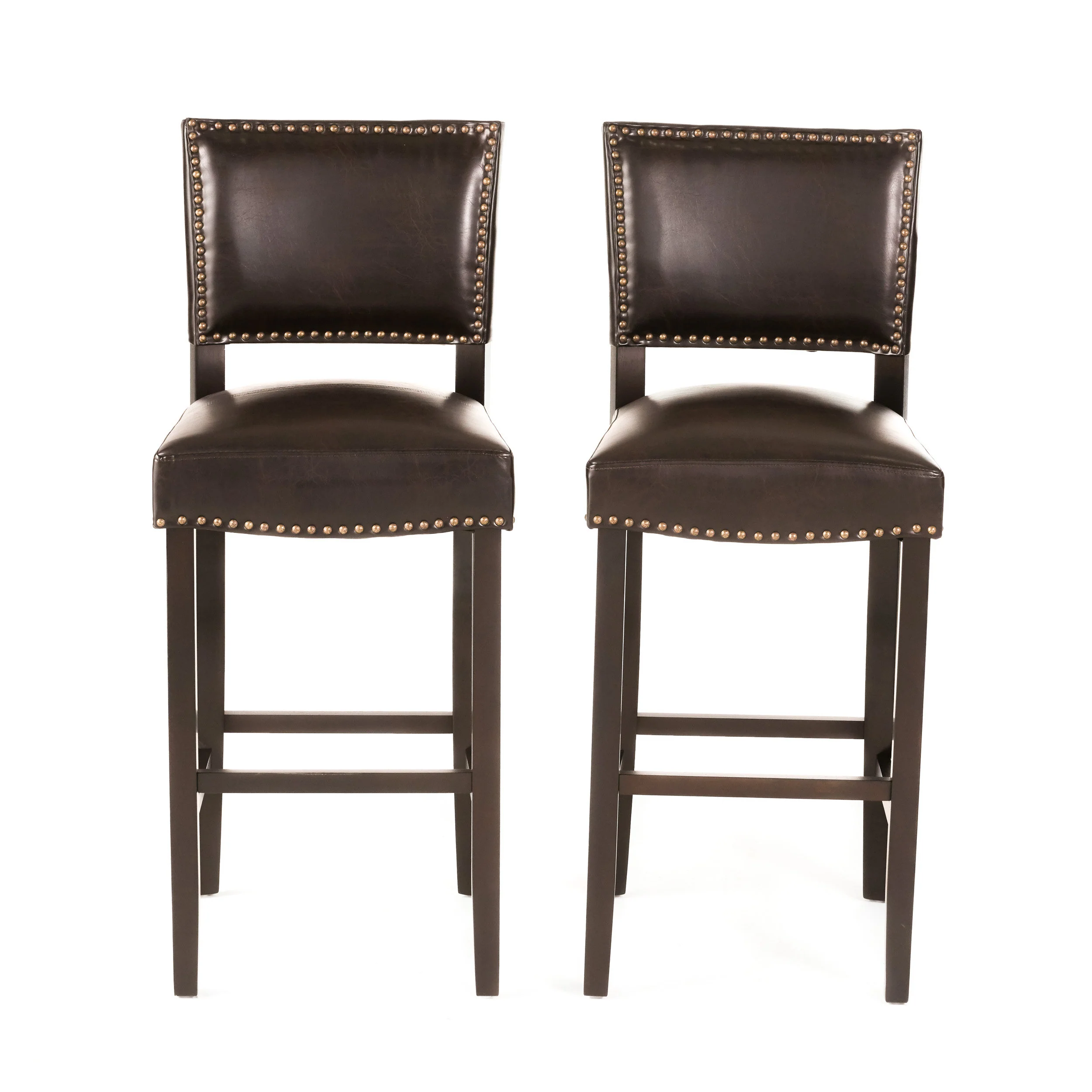William 31-Inch Bonded Leather Backed Barstool (Set of 2) - furnishings