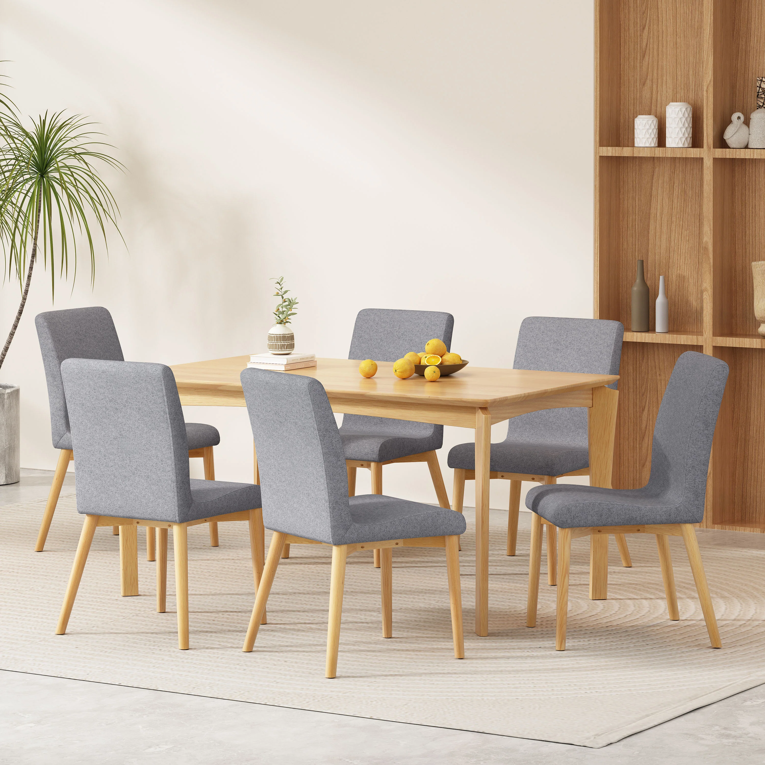 Amesbury Wood and Fabric 7 Piece Dining Set - furnishings