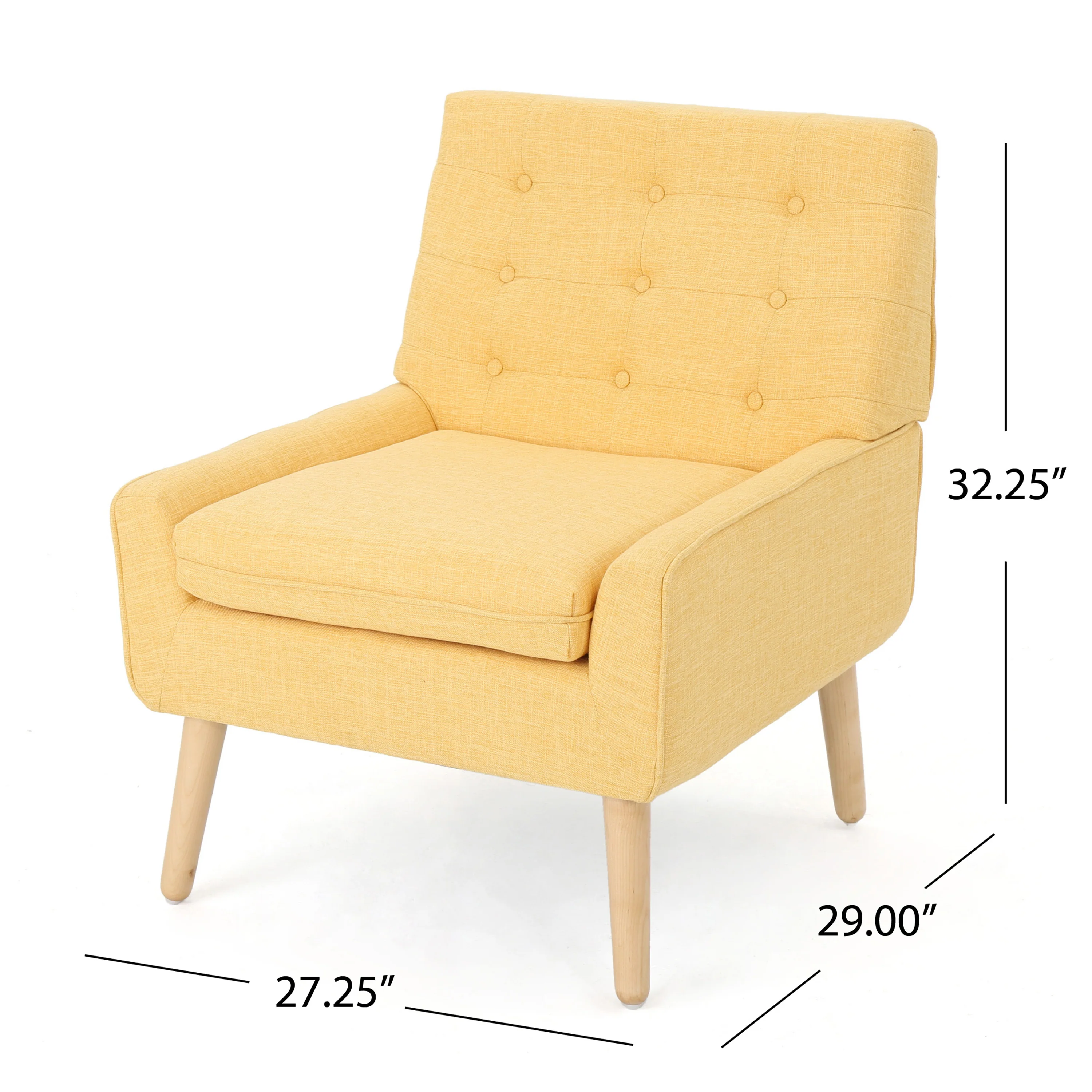 Eonna Mid-Century Modern Button Tufted Fabric Upholstered Accent Chair - furnishings