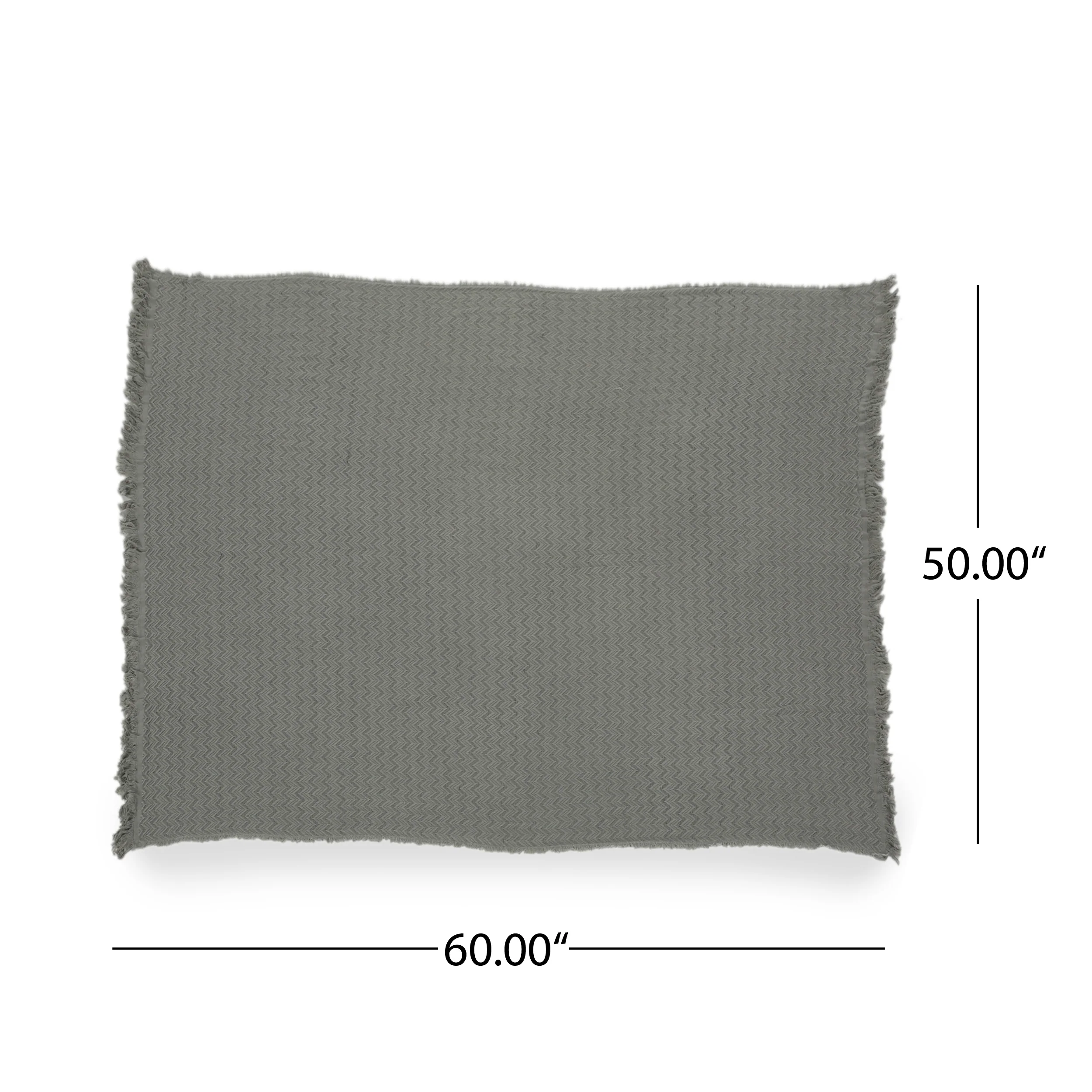 Daisy Contemporary Cotton Throw Blanket with Fringes, Gray - furnishings