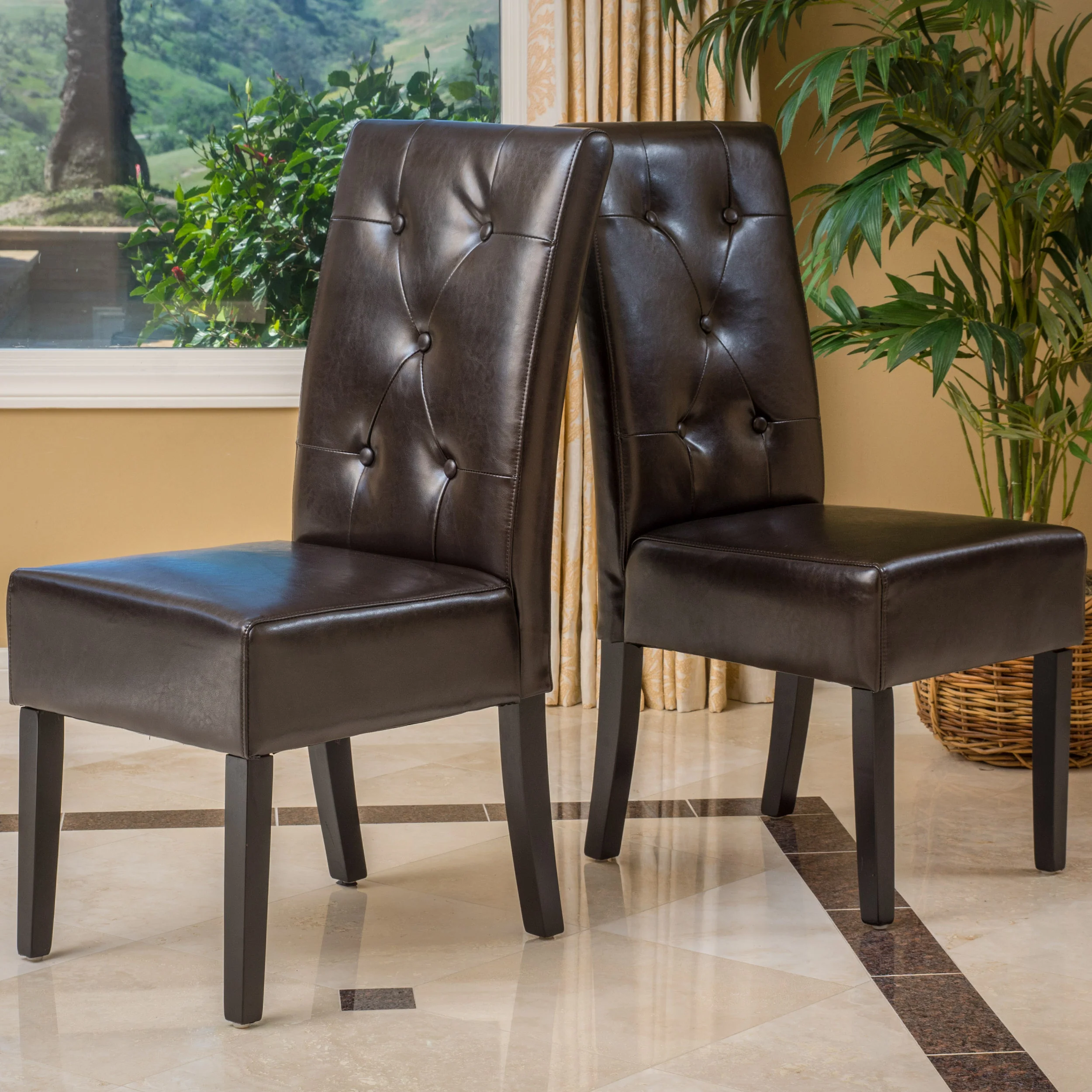 Percival T-Stitch Bonded Leather Dining Chairs (Set of 2) - furnishings