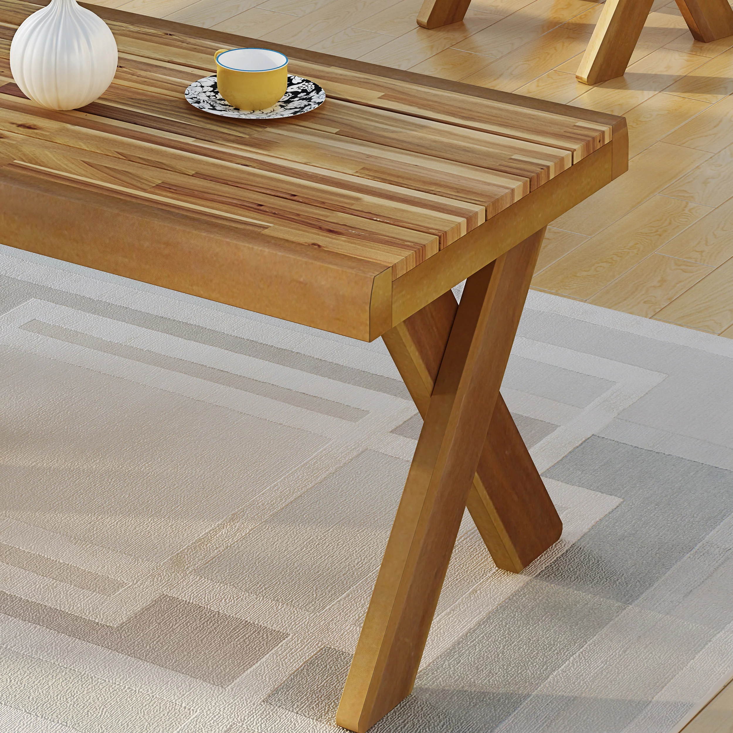 Irene Indoor Farmhouse 3 Piece Acacia Wood Table Set - furnishings
