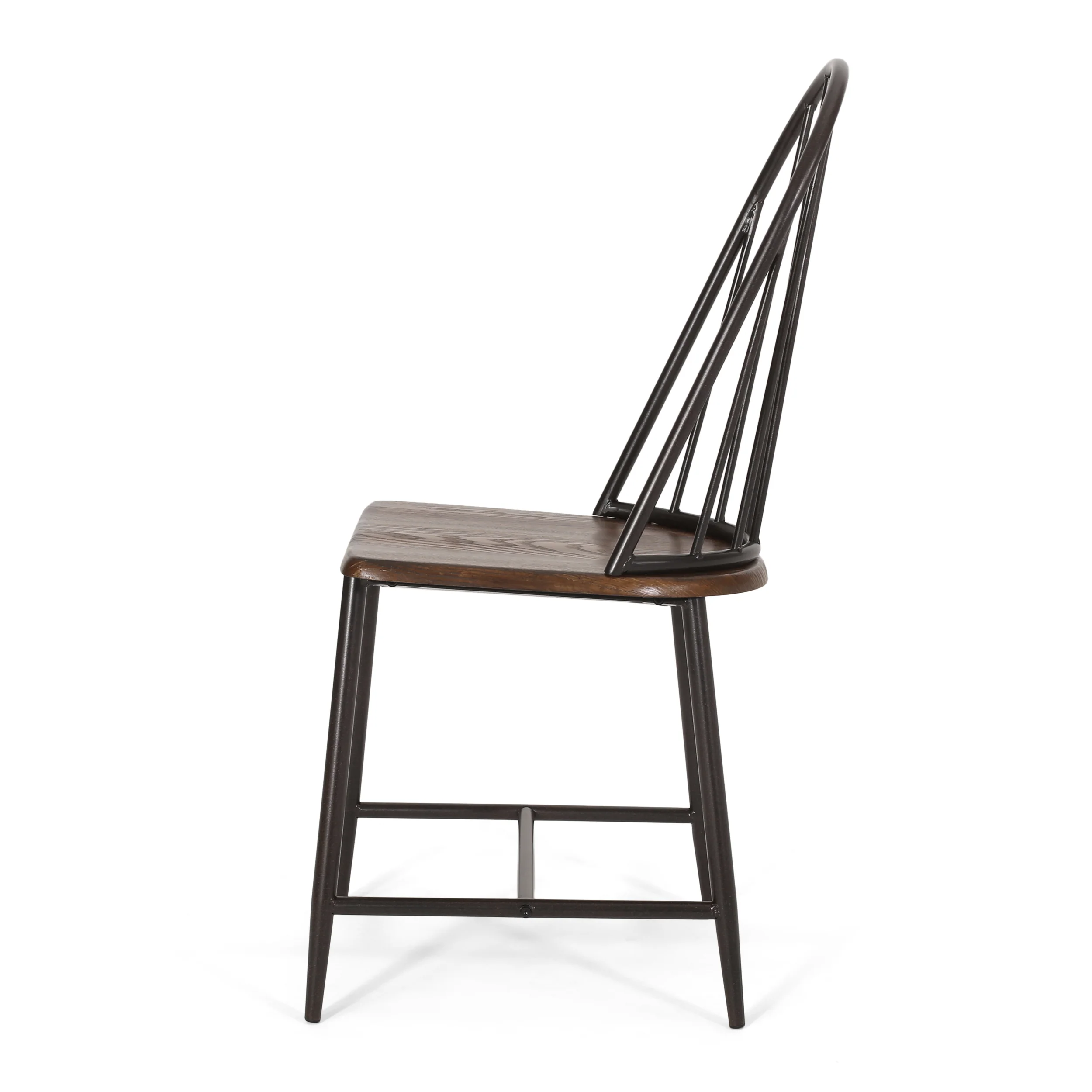 Kaia Faux Wood 7 Piece Dining Set, Dark Brown, Black - furnishings