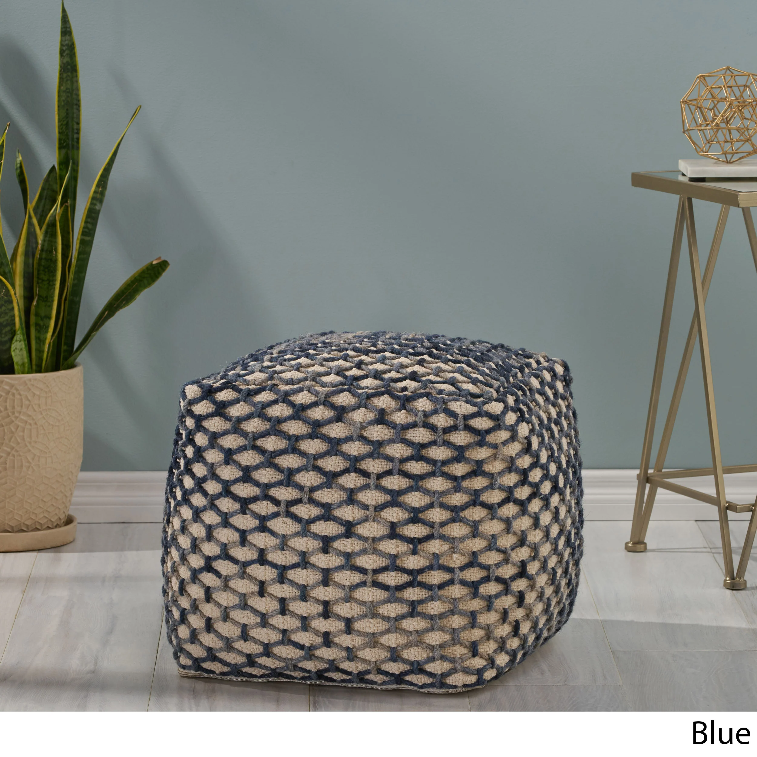 Jobe Boho Wool and Cotton Pouf - furnishings