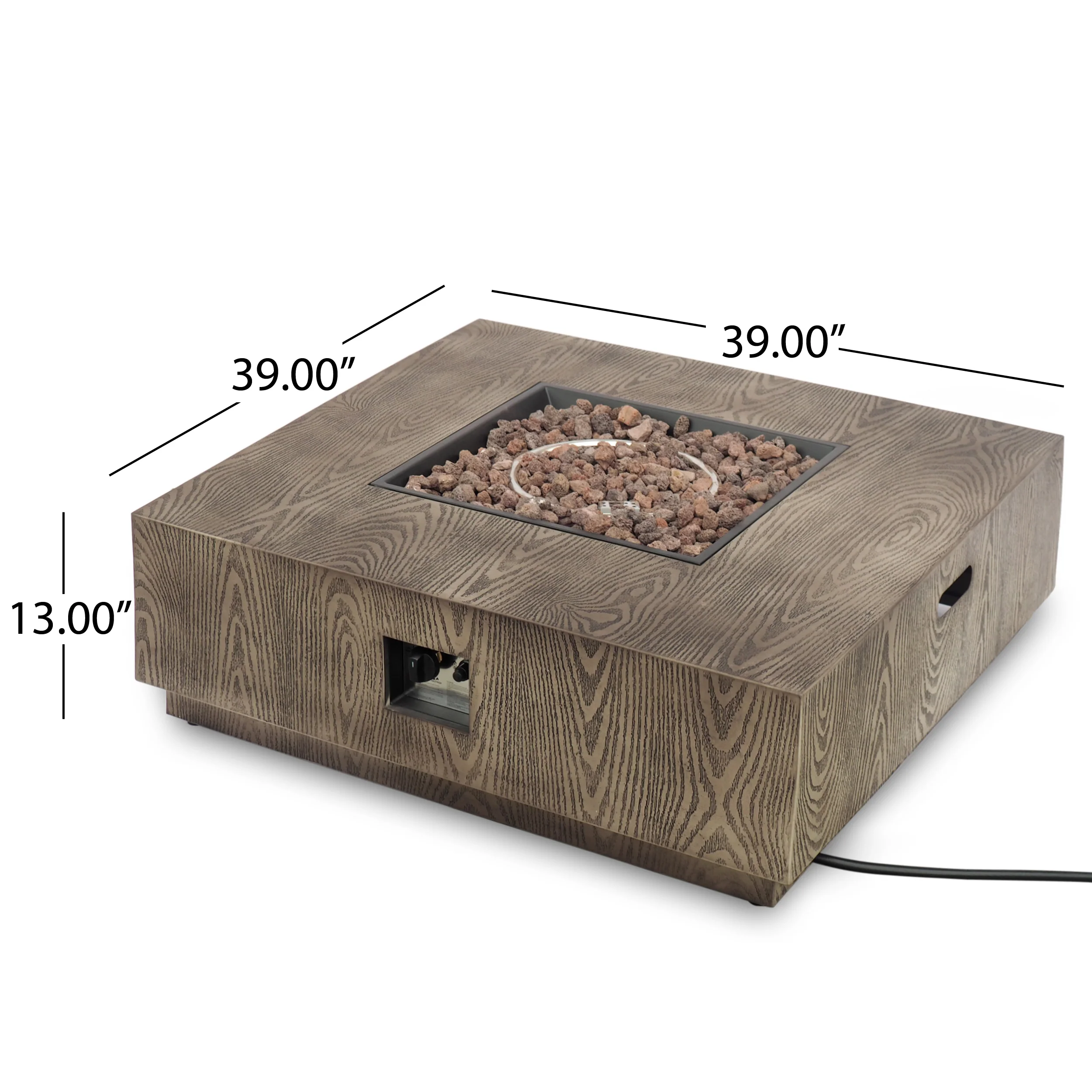 Jasmine Square Wood Finish 50,000 BTU Propane Fire Pit - furnishings