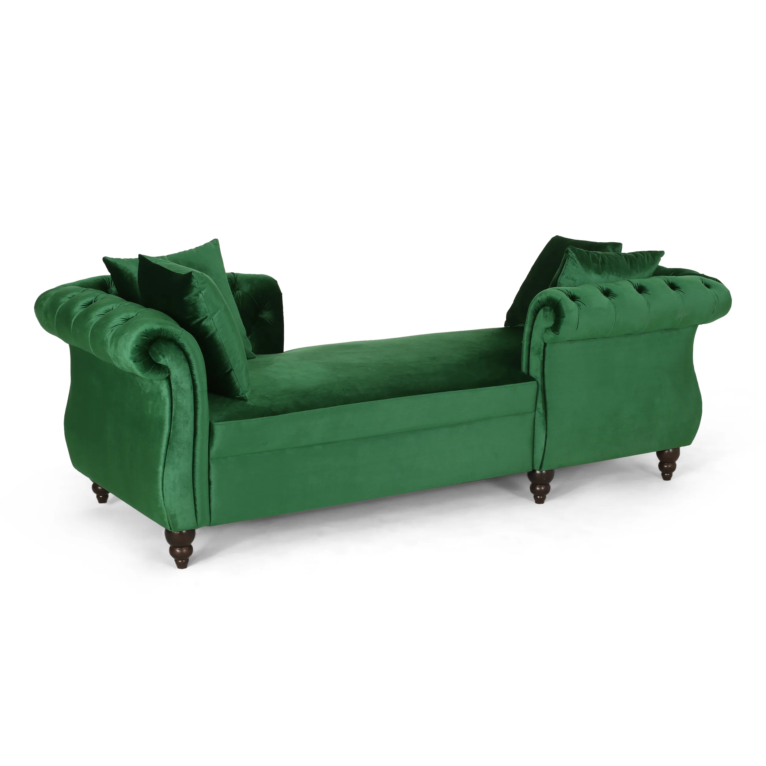 Harrisville Modern Glam Tufted Velvet Tete-a-Tete Chaise Lounge with Accent Pillows - furnishings