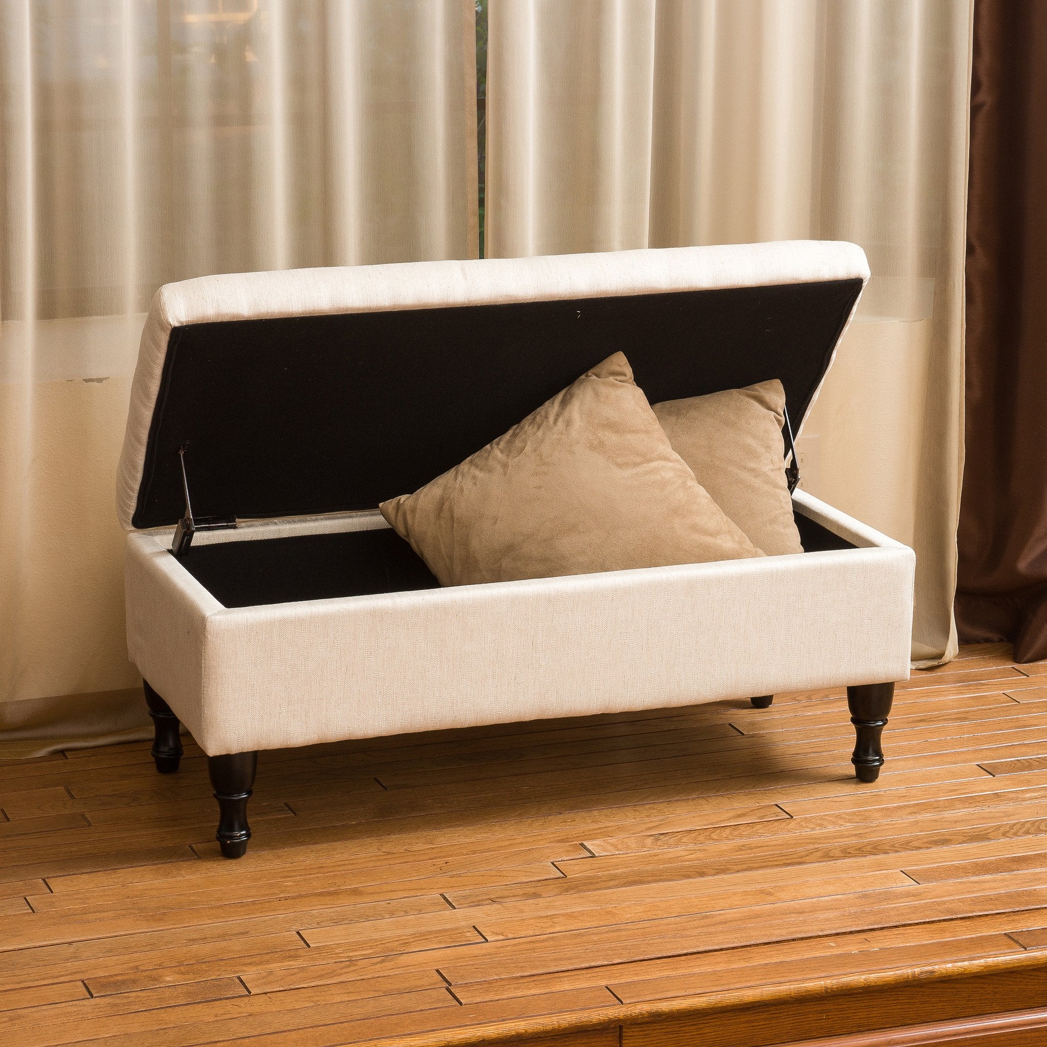 Logan Linen Storage Ottoman Bench - furnishings