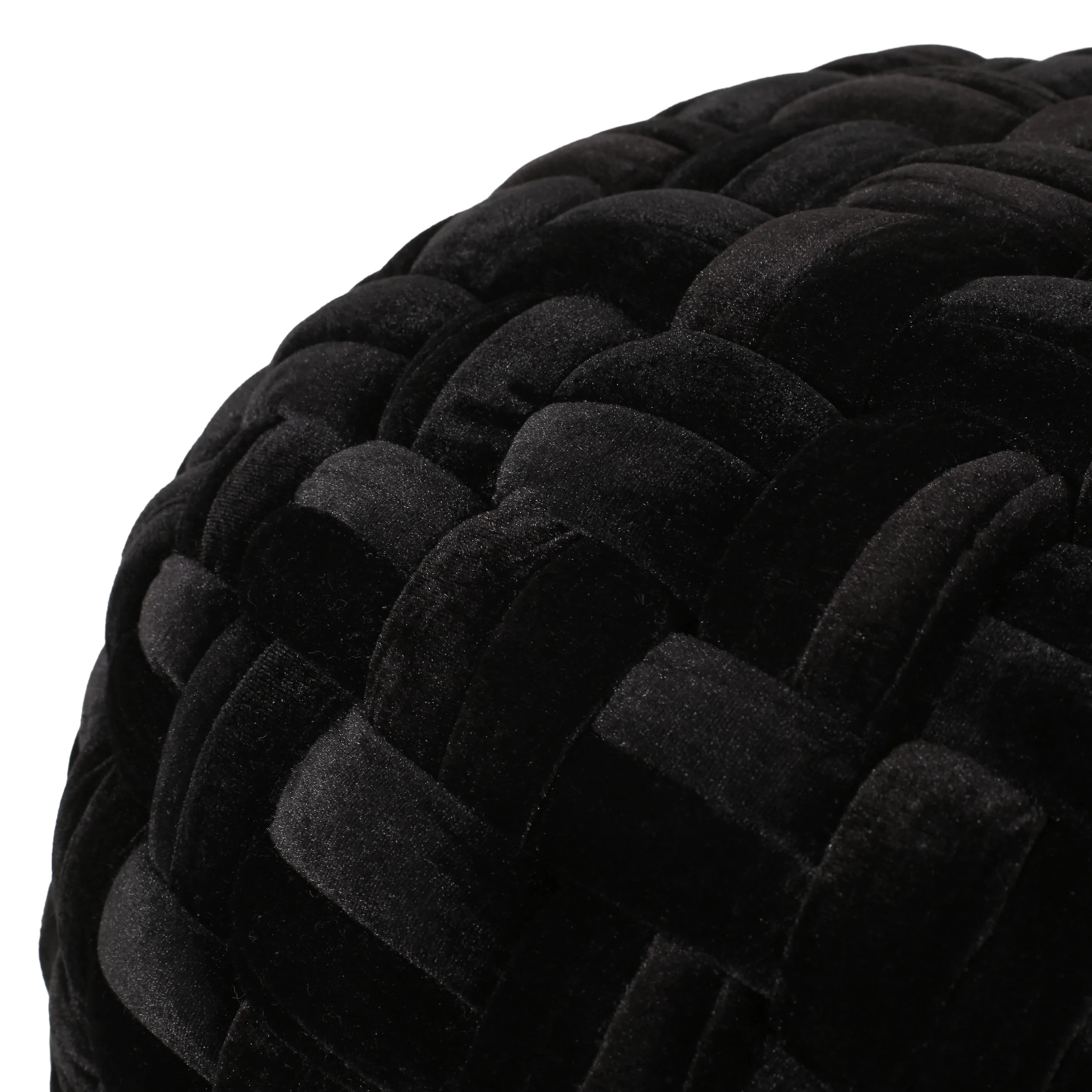 Colerain Modern Glam Handcrafted Cable Weave Velvet Round Pouf - furnishings