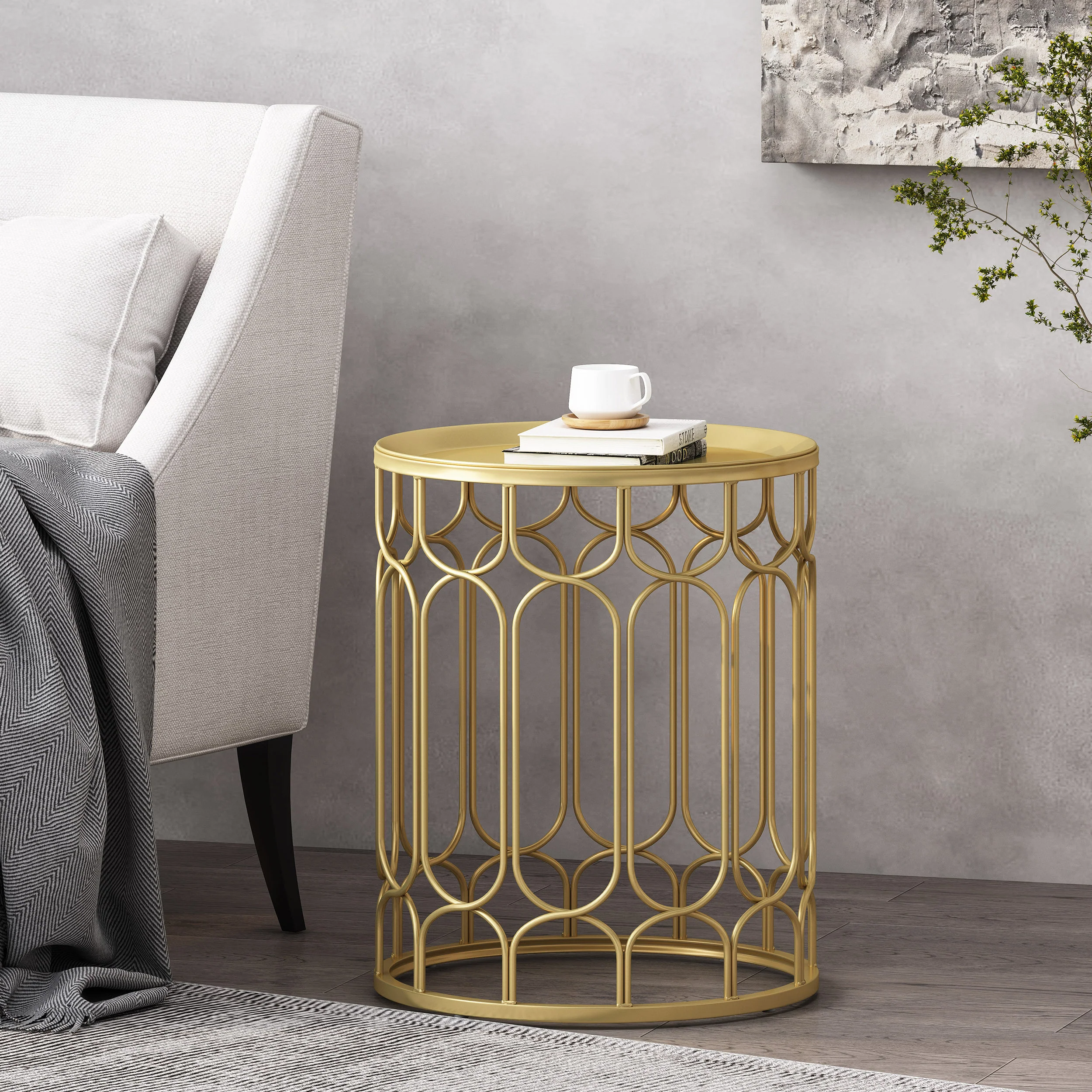 Tamarisk Modern Glam End Table, Champagne Gold - furnishings
