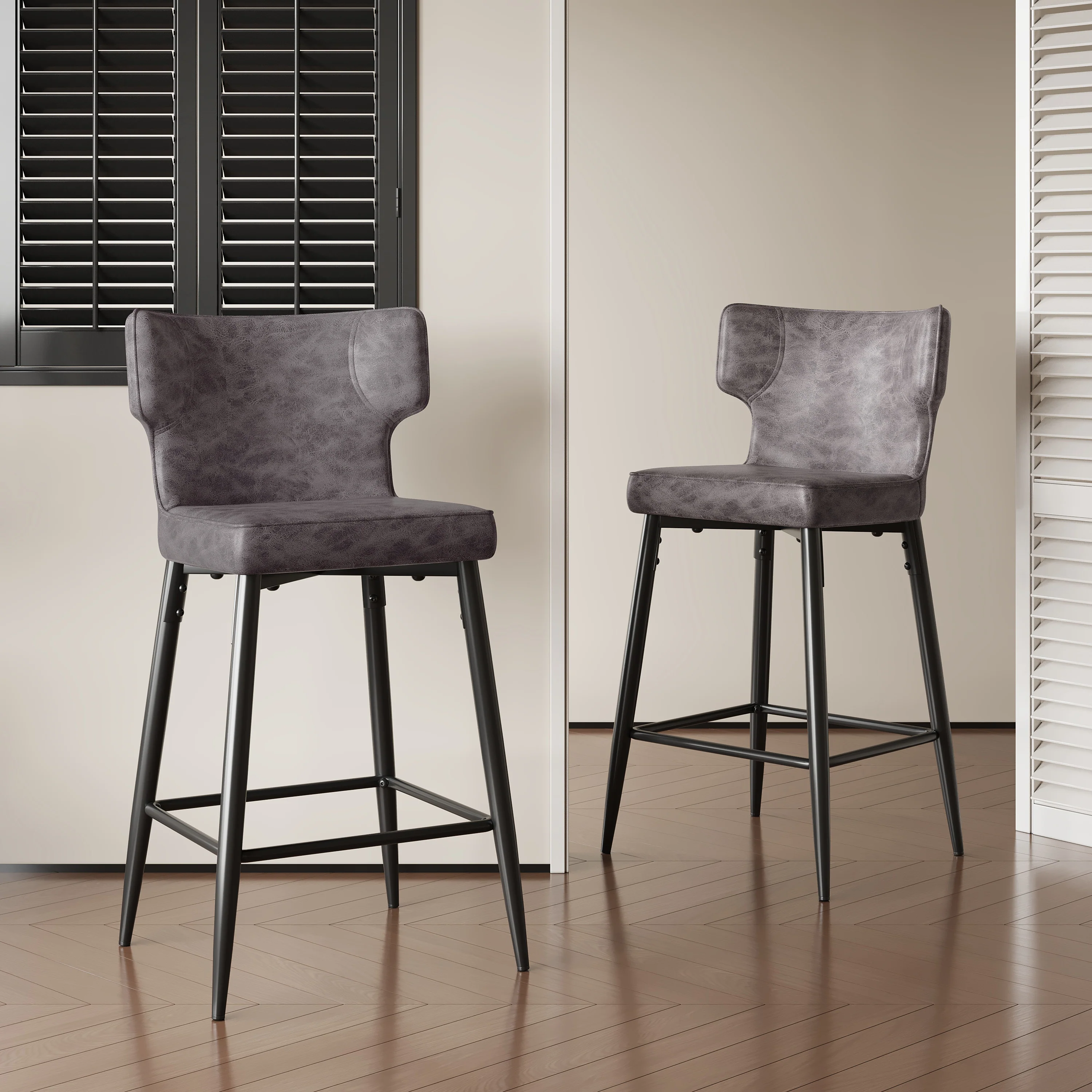 Kilburn Modern Upholstered Cushioned PU Leather Counter Stool with Footrest - furnishings