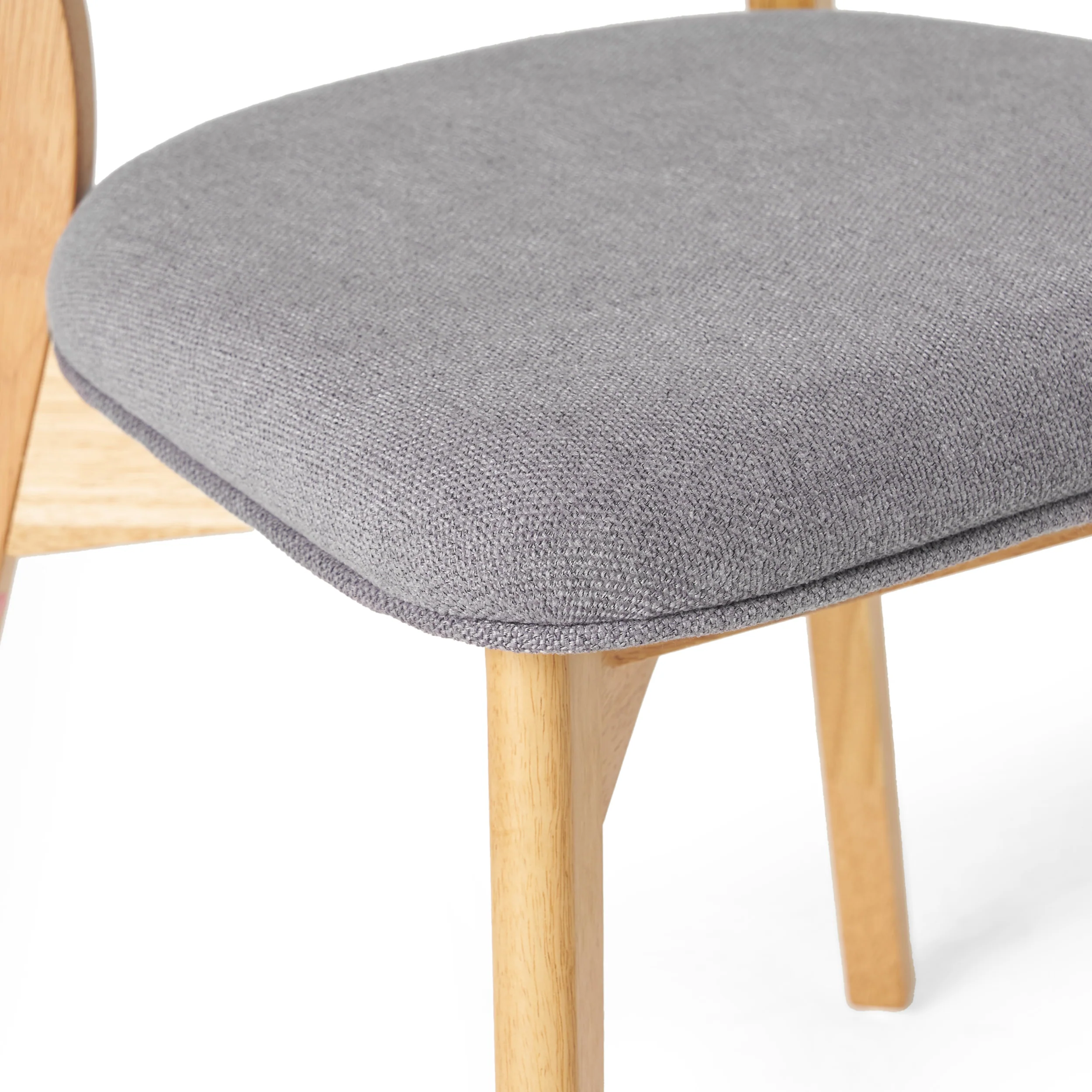 Turat Mid Century Fabric Dining Chairs with Natural Oak Finish(Set of 2) - furnishings