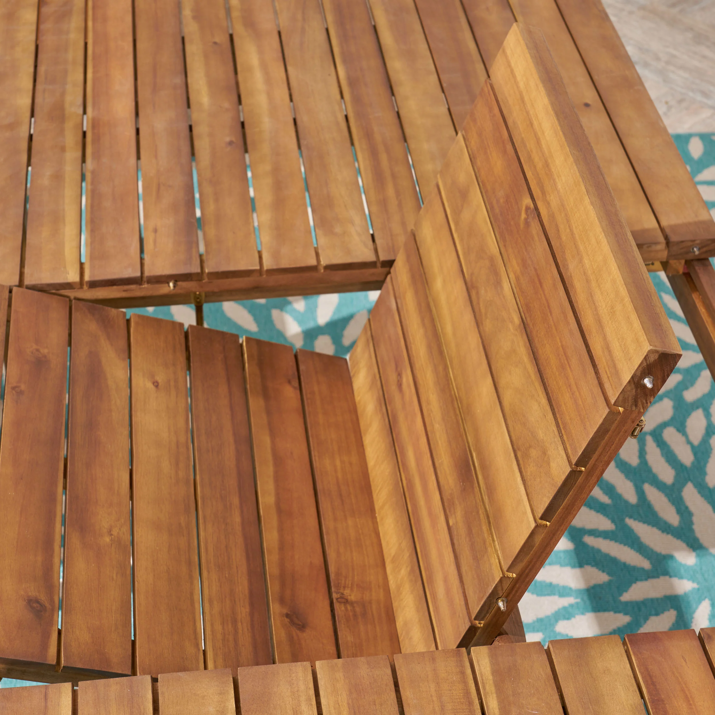Will Outdoor 7 Piece Acacia Dining Set, Teak Finish - furnishings