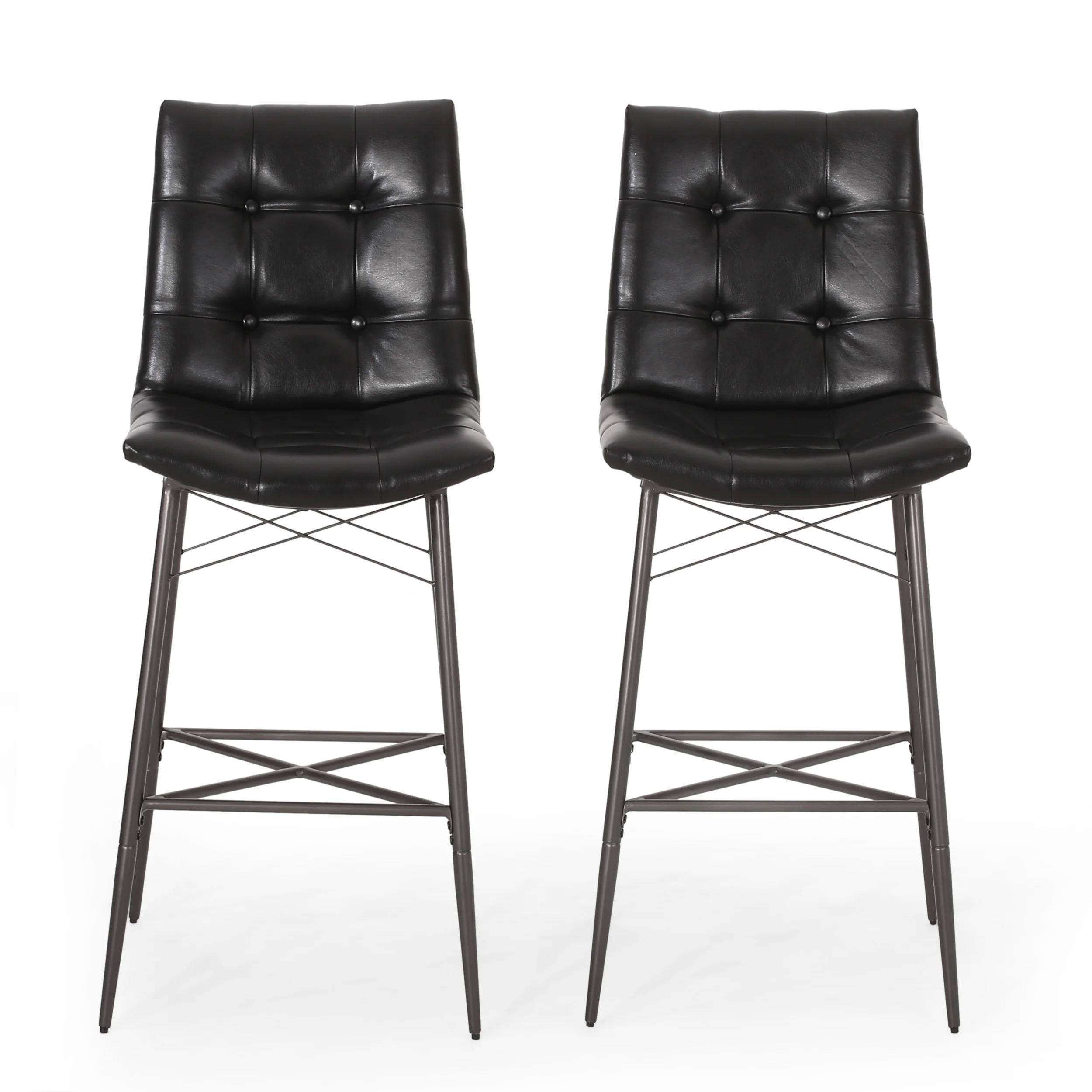 Brayer Contemporary Tufted Barstools, Set of 2 - furnishings